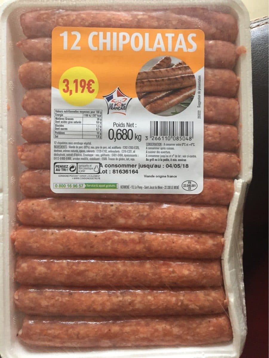Open Food Facts 12 chipolatas packshot