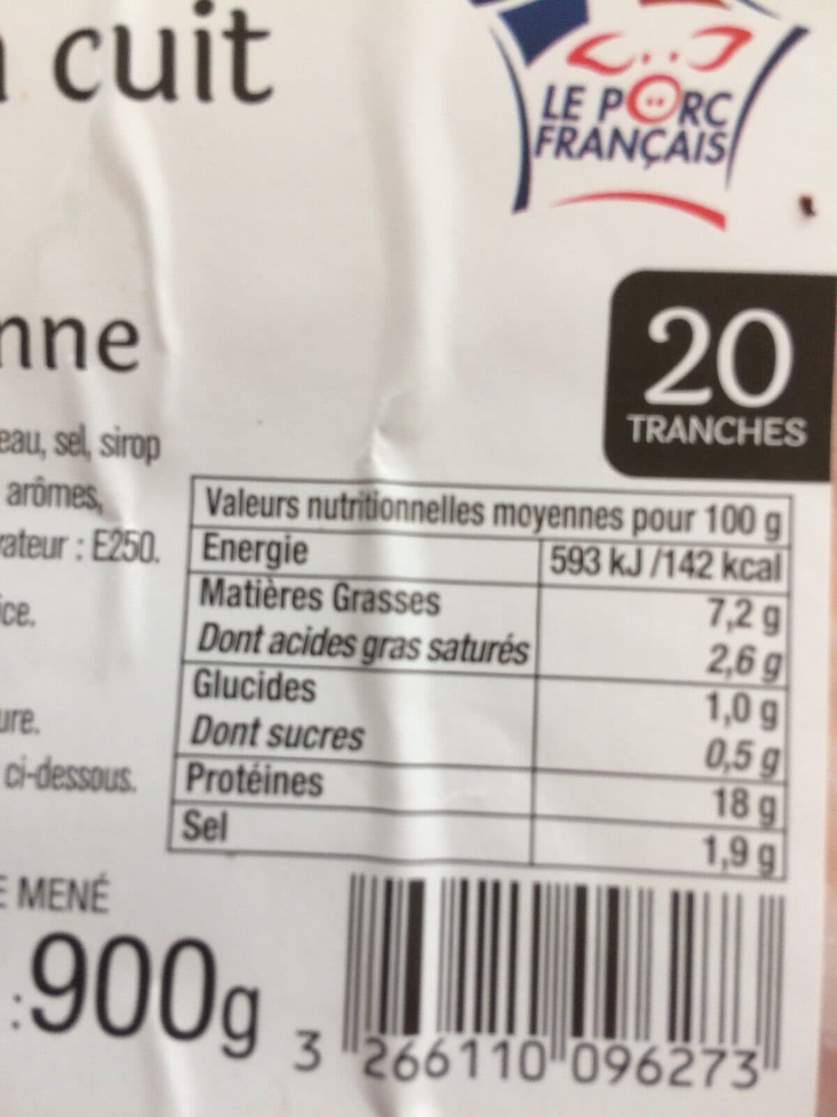 Open Food Facts Jambon cuit choix avec couenne packshot