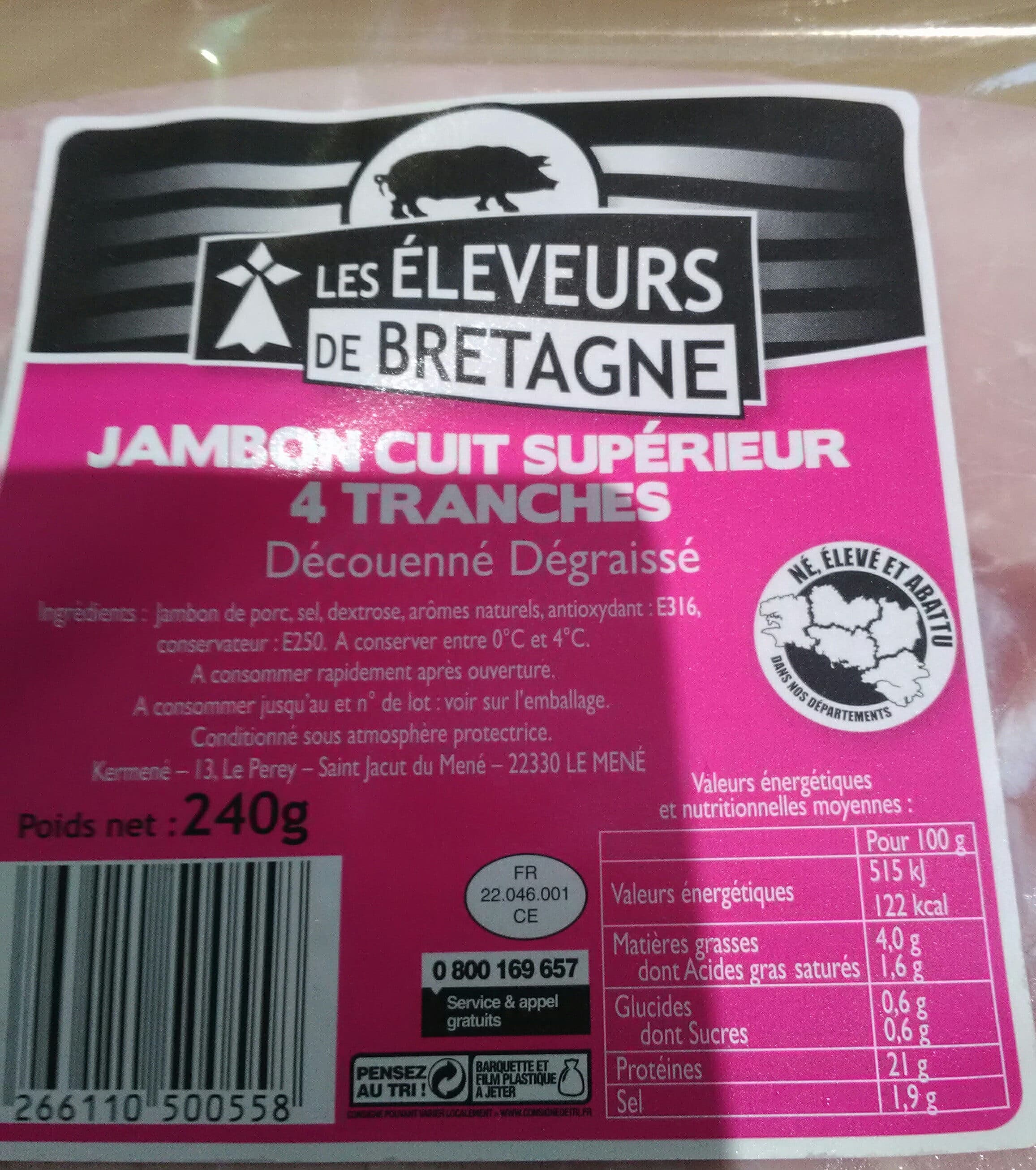 Les Eleveurs De Bretagne Jambon cuit superieur packshot