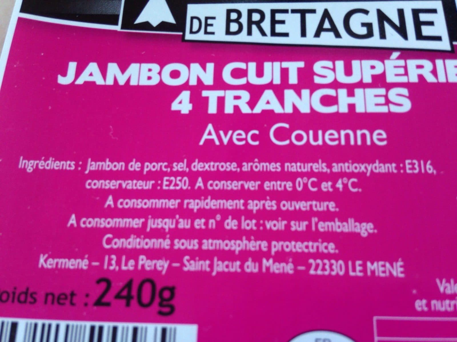 Les eleveurs de bretagne Jambon cuit superieur packshot