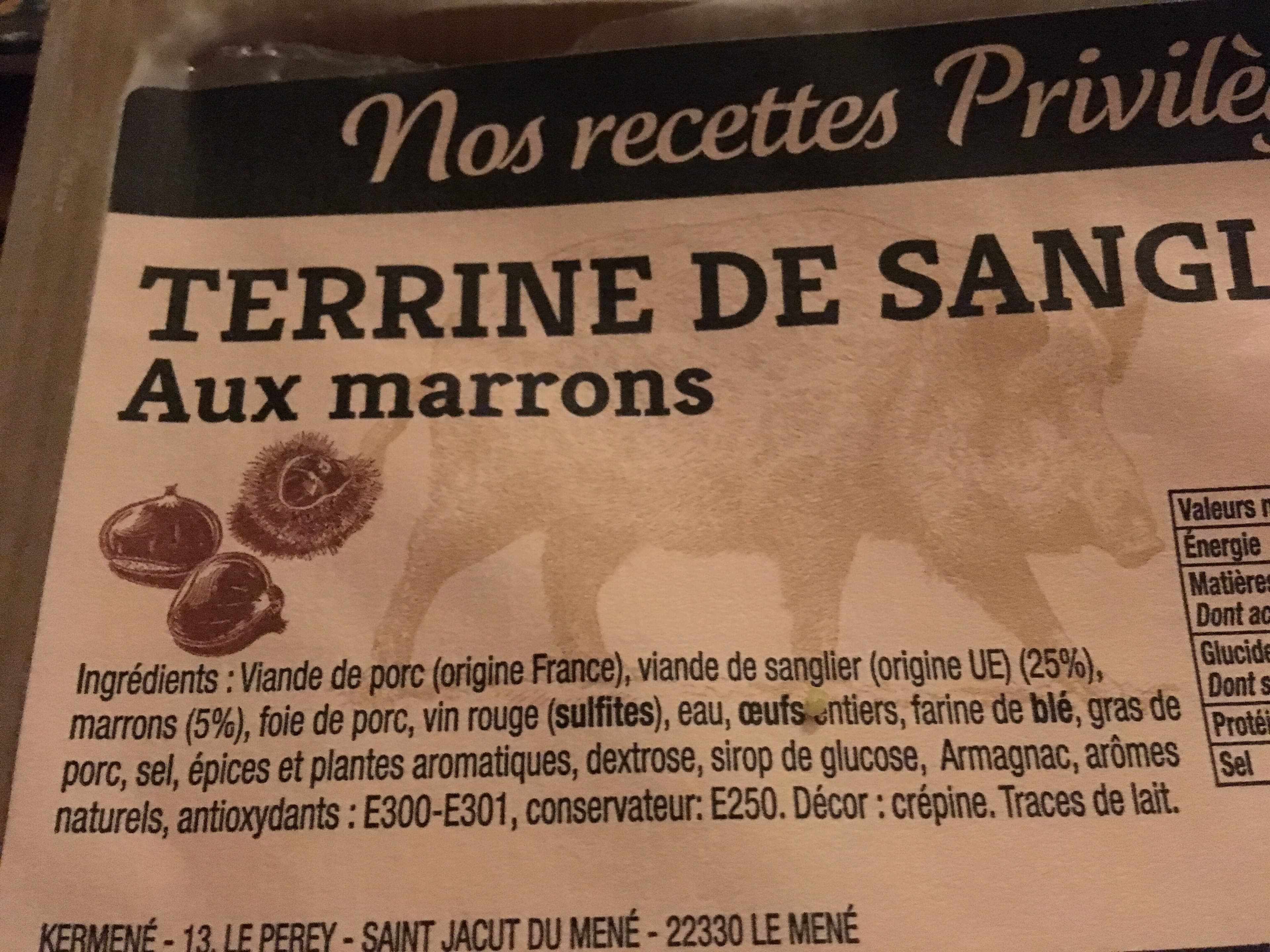 Nos Recettes Privilege Terrine de sanglier aux marrons packshot