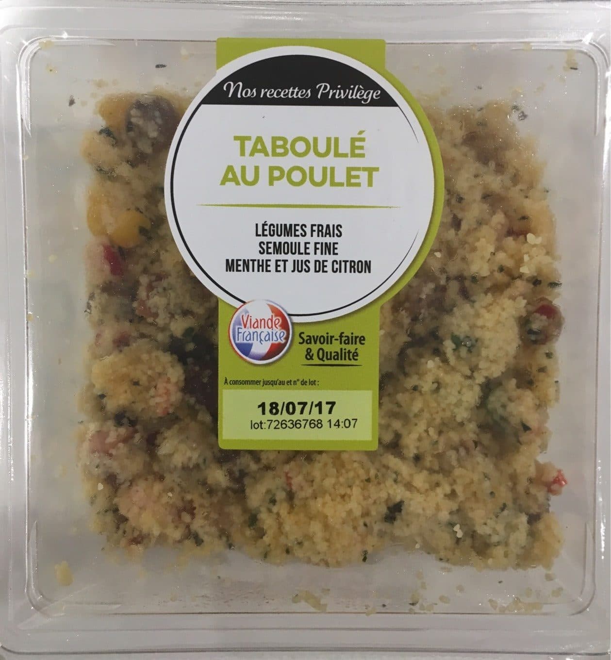 Nos Recettes Privilège Taboulé au Poulet packshot