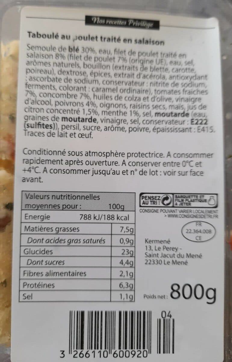 Open Food Facts Taboulé au poulet packshot