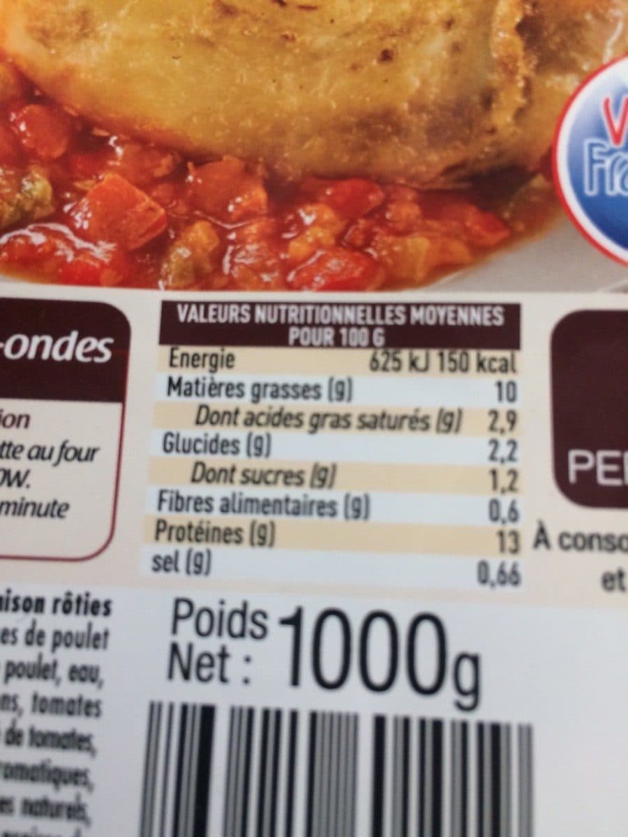 Open Food Facts Poulet basquaiqe au piment d'espelette packshot