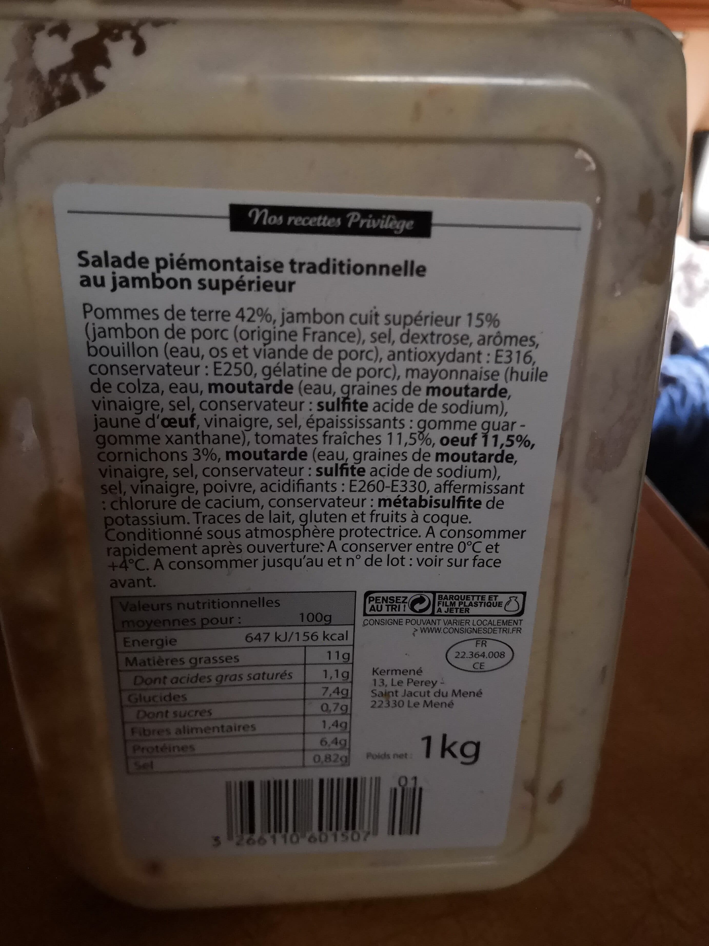 nos recettes privilége Salade piémontaise traditionnelle au jambon superieur packshot