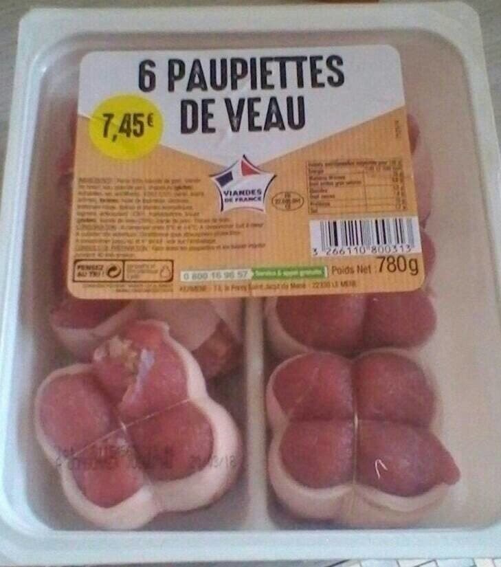 Open Food Facts 6 paupiettes de veau packshot