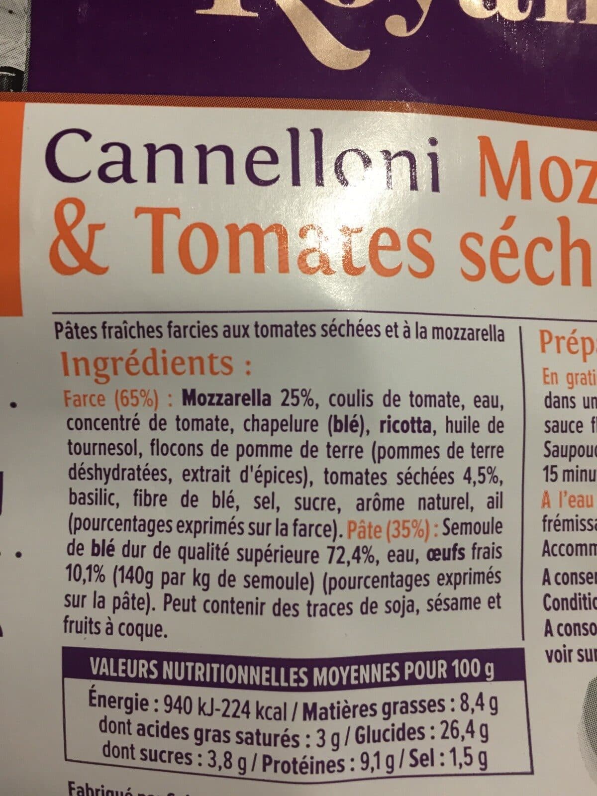 Royans Cannelloni à la Ricotta et aux Épinards packshot