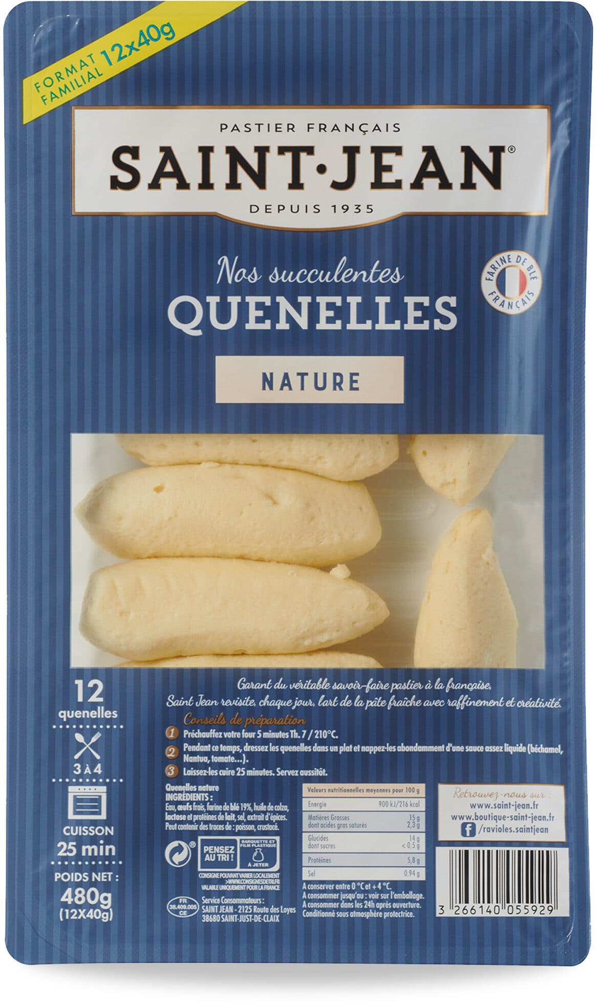 Saint jean Quenelles Nature 12 quenelles packshot