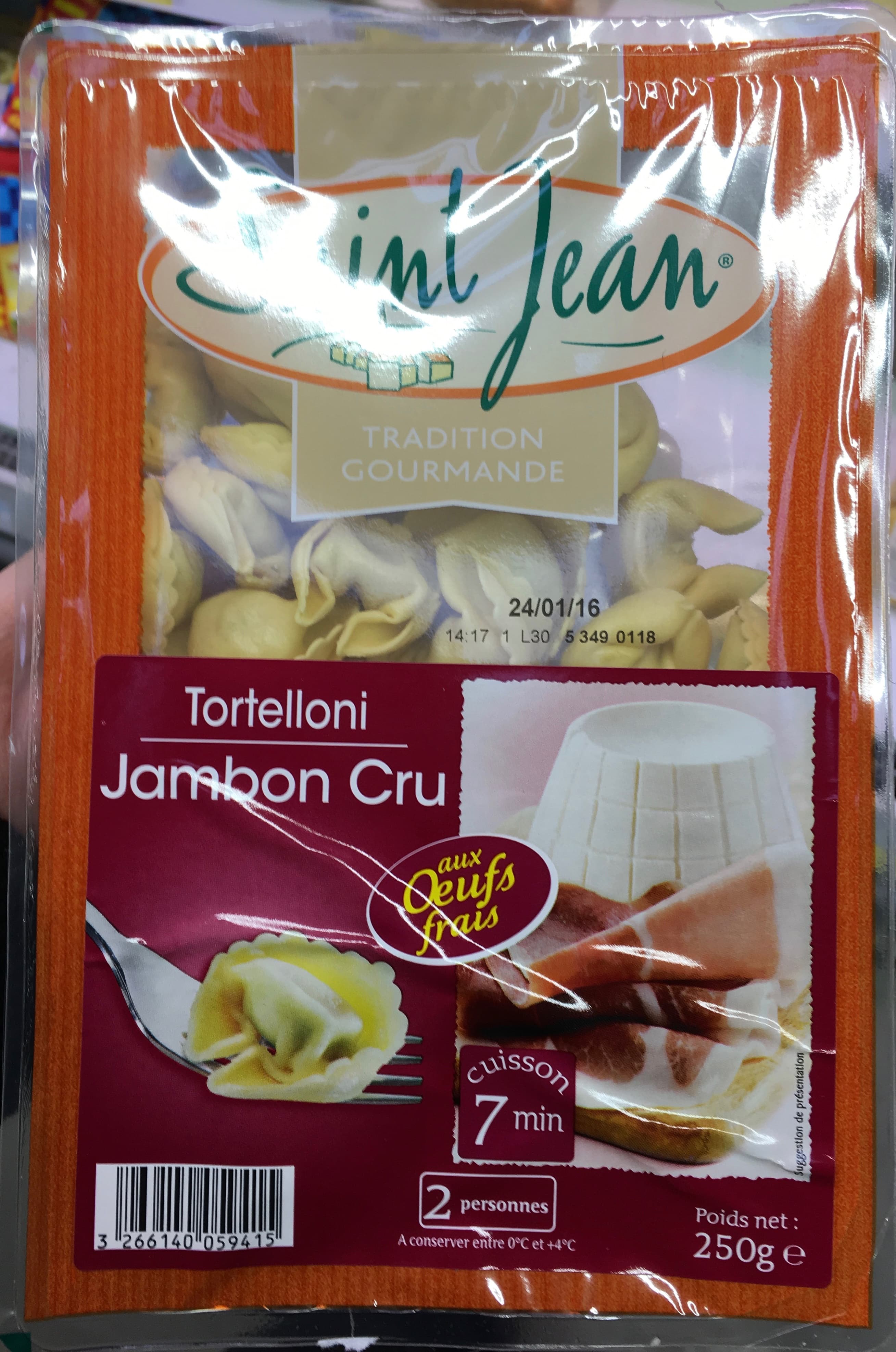 Saint Jean Tortelloni Jambon Cru aux oeufs frais packshot