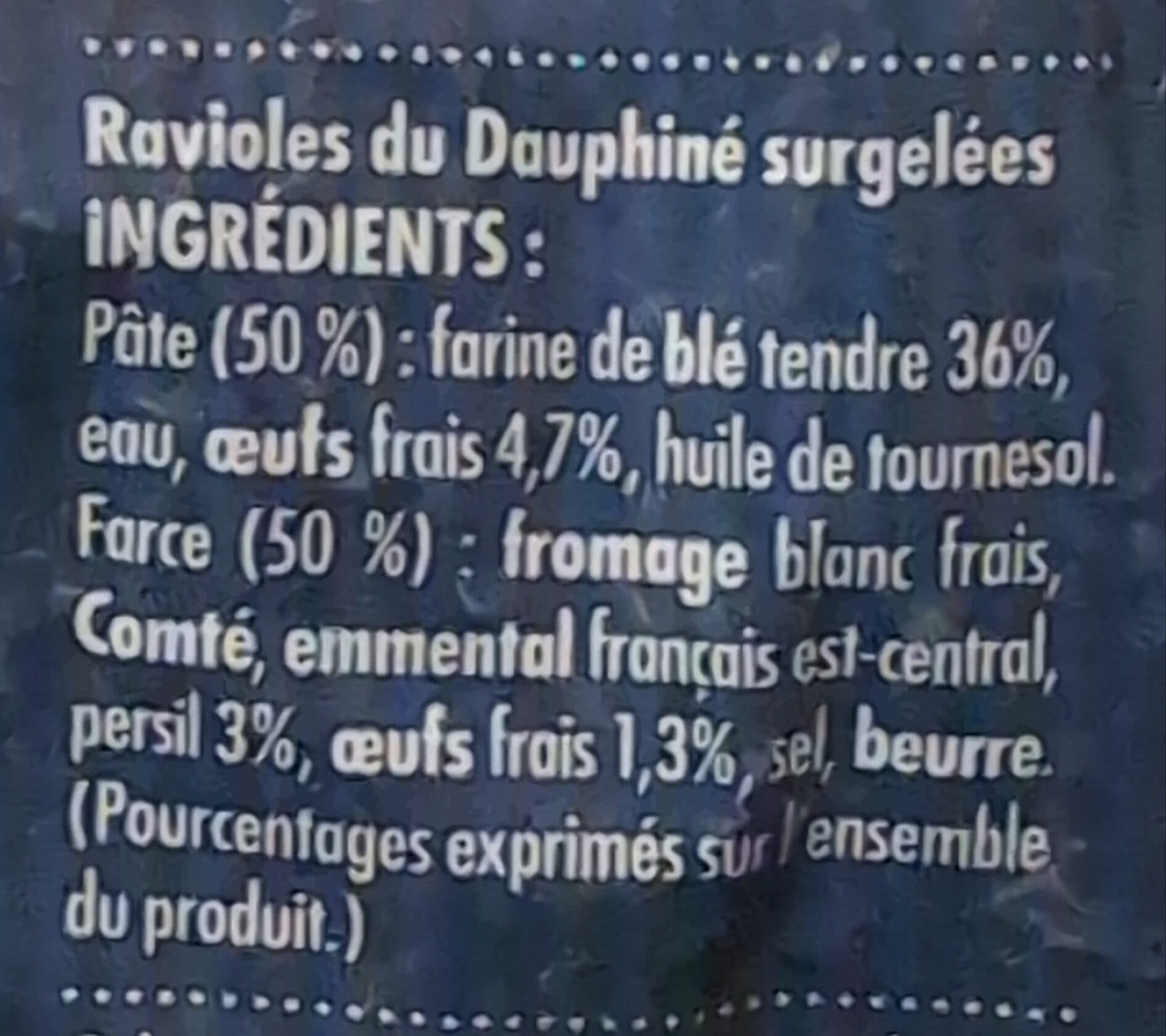 Saint jean Ravioles du Dauphiné LABEL ROUGE IGP surgelées sachet packshot