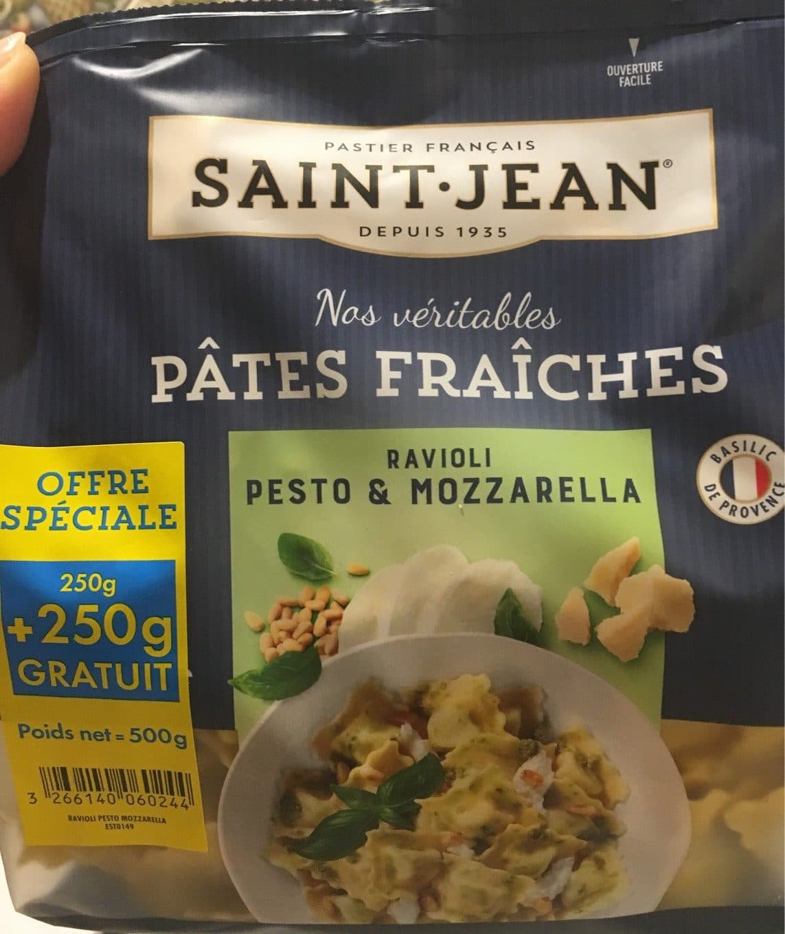 Saint Jean Ravioli Pesto & mozzarella packshot