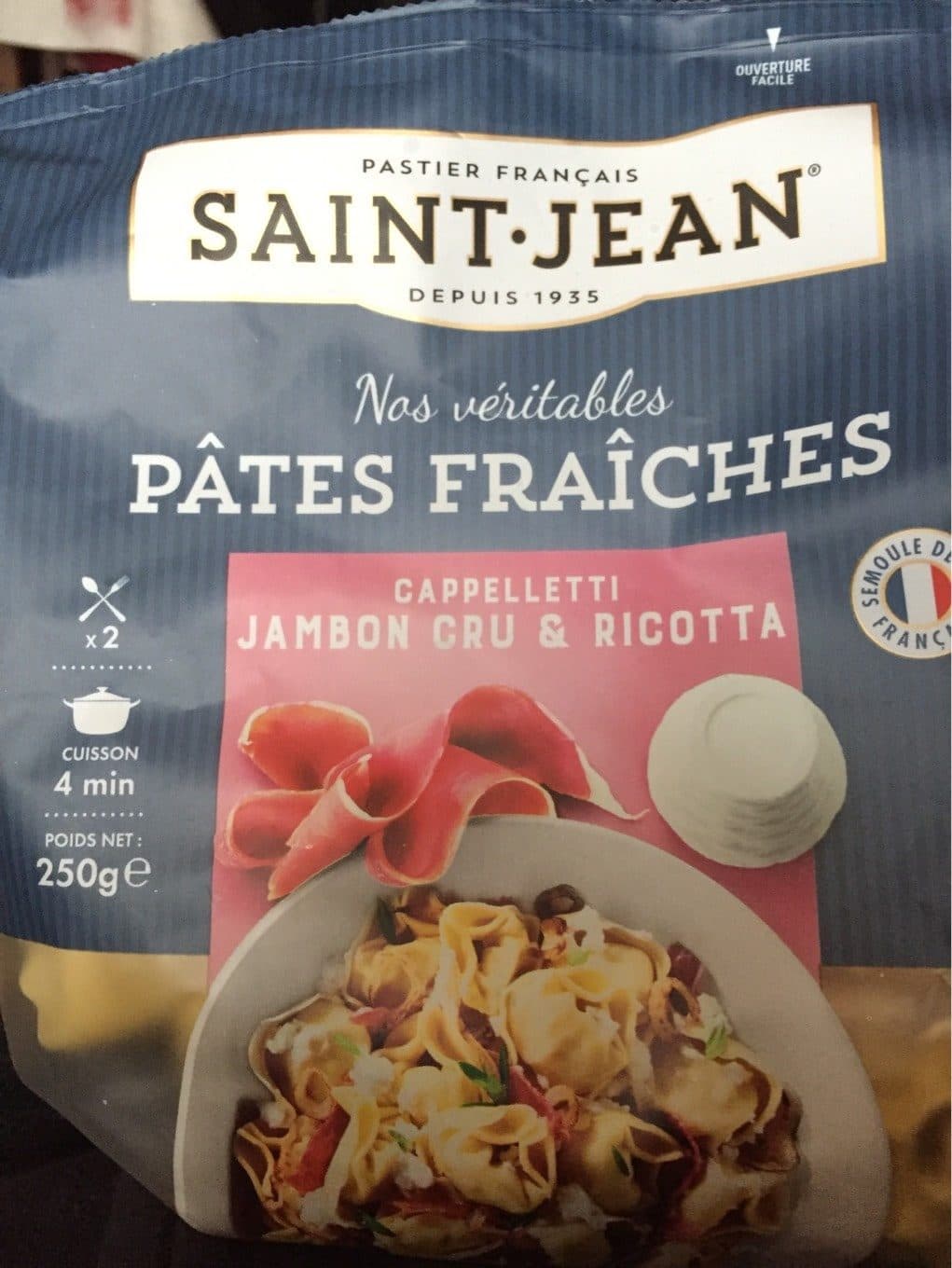 Saint Jean Pâtes fraîches cappelletti jambon cru & ricotta packshot