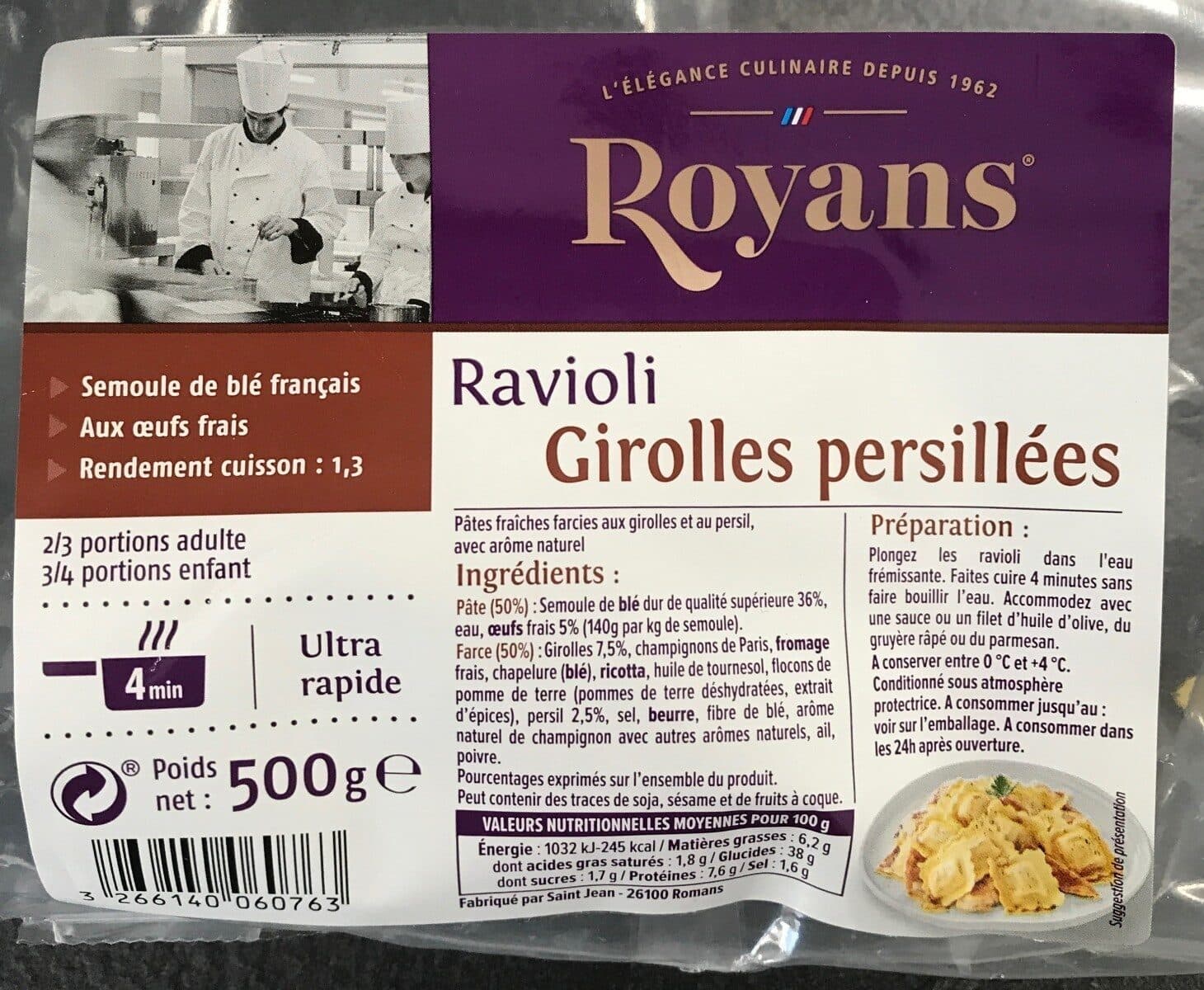 Royans Ravioli girolles persillées packshot