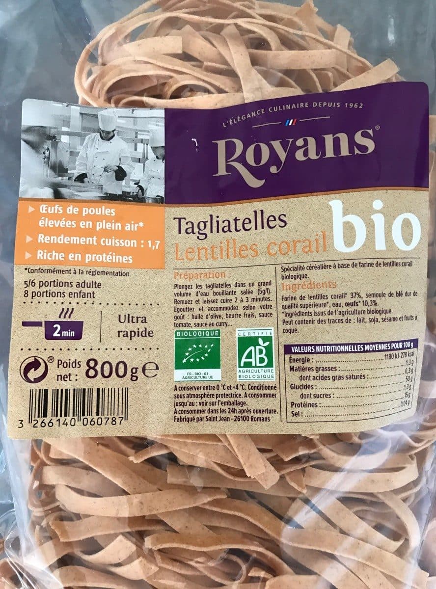 Royans Tagliatelles lentilles corail packshot