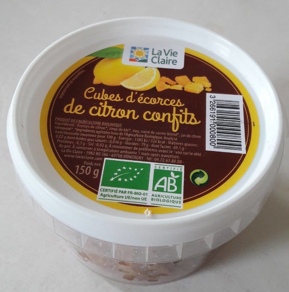 La Vie Claire Cubes d'écorces de citron confits packshot