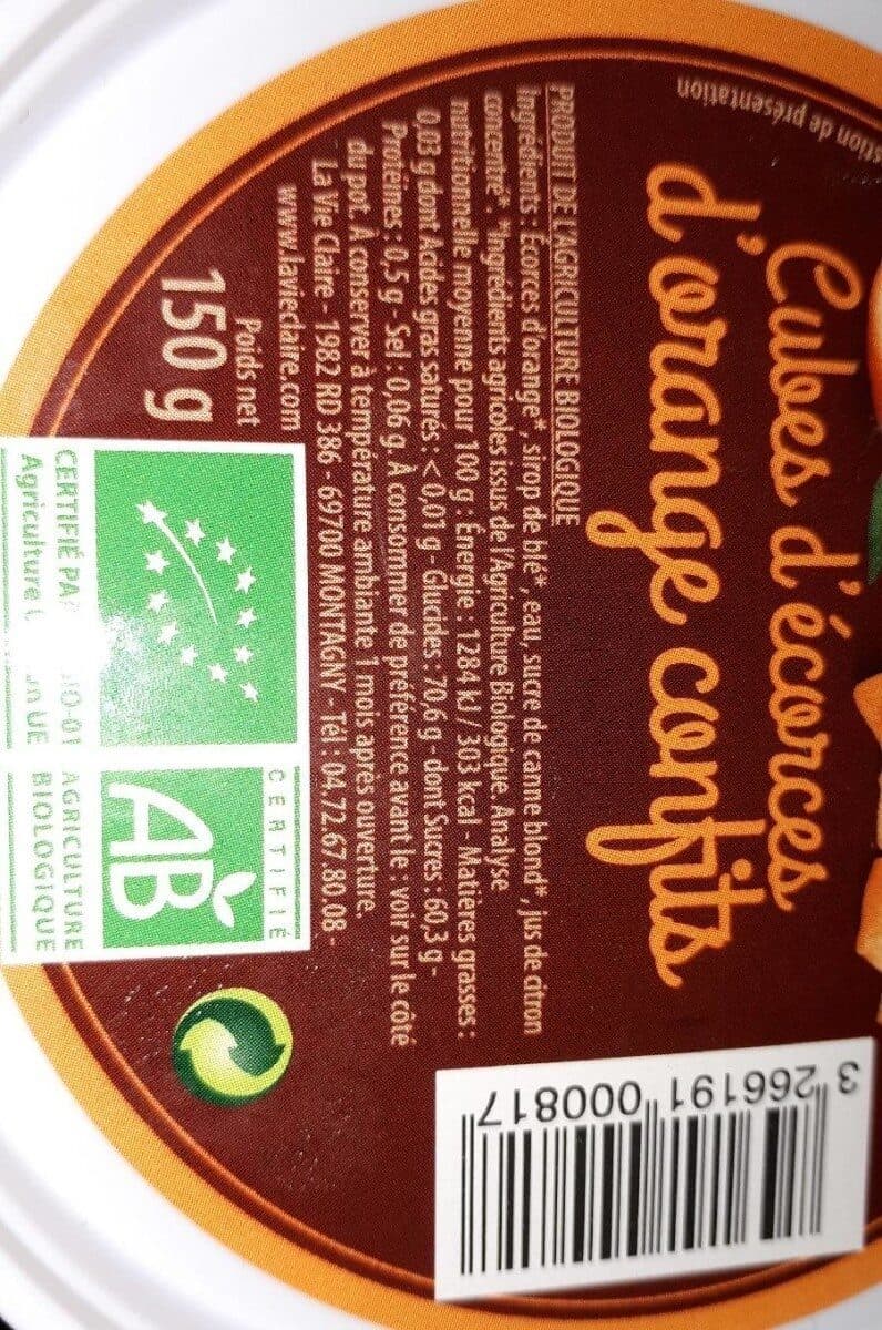 La Vie Claire Cube d écorces d orange confits packshot