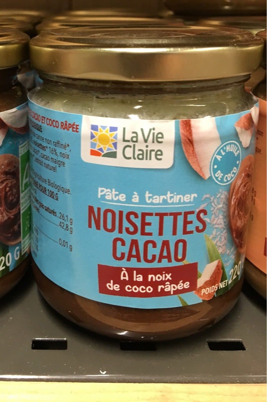 La Vie Claire Pâte à tartiner Noisettes Cacao Noix de coco packshot