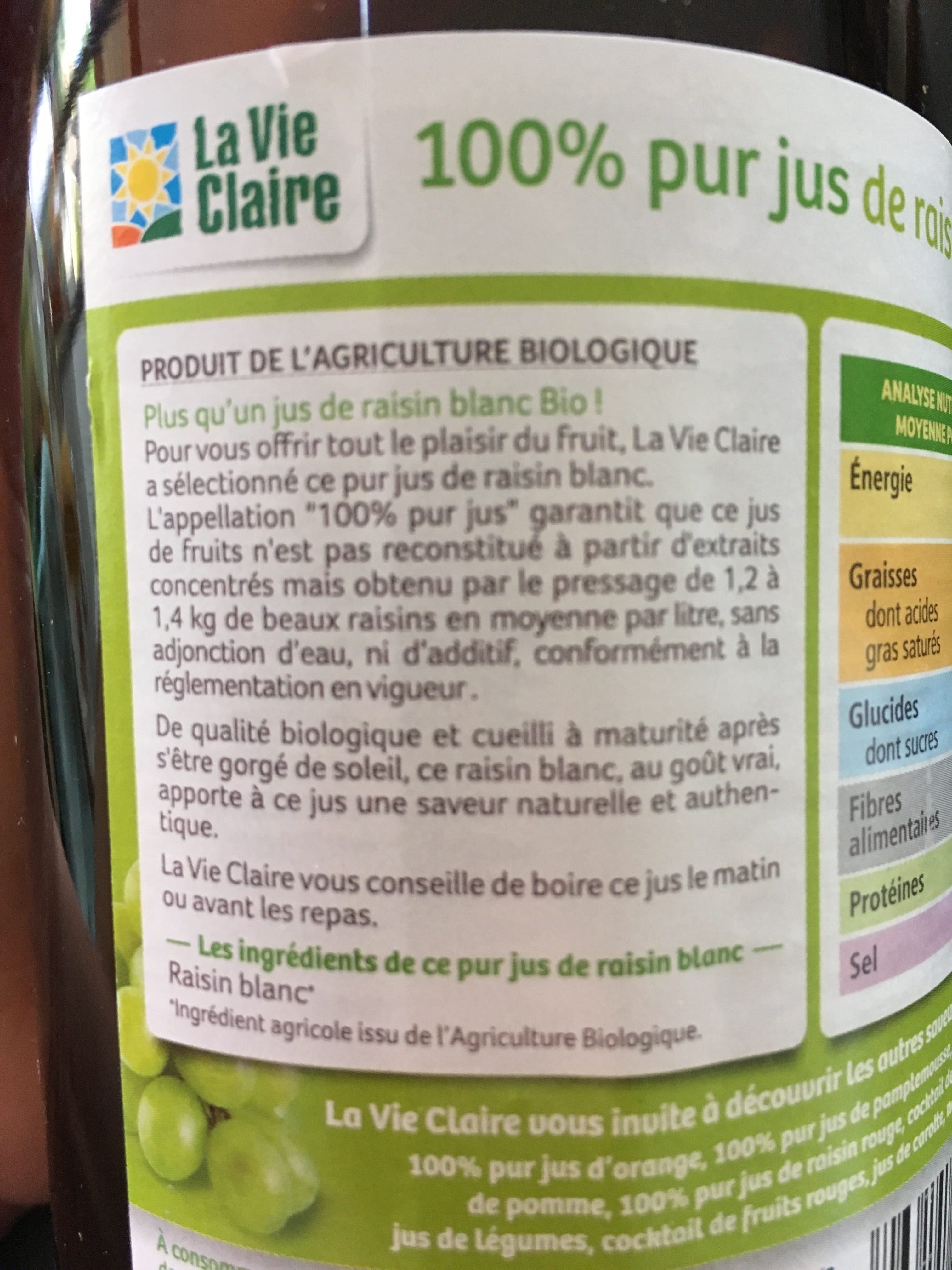 La Vie Claire Jus de raisin blanc packshot