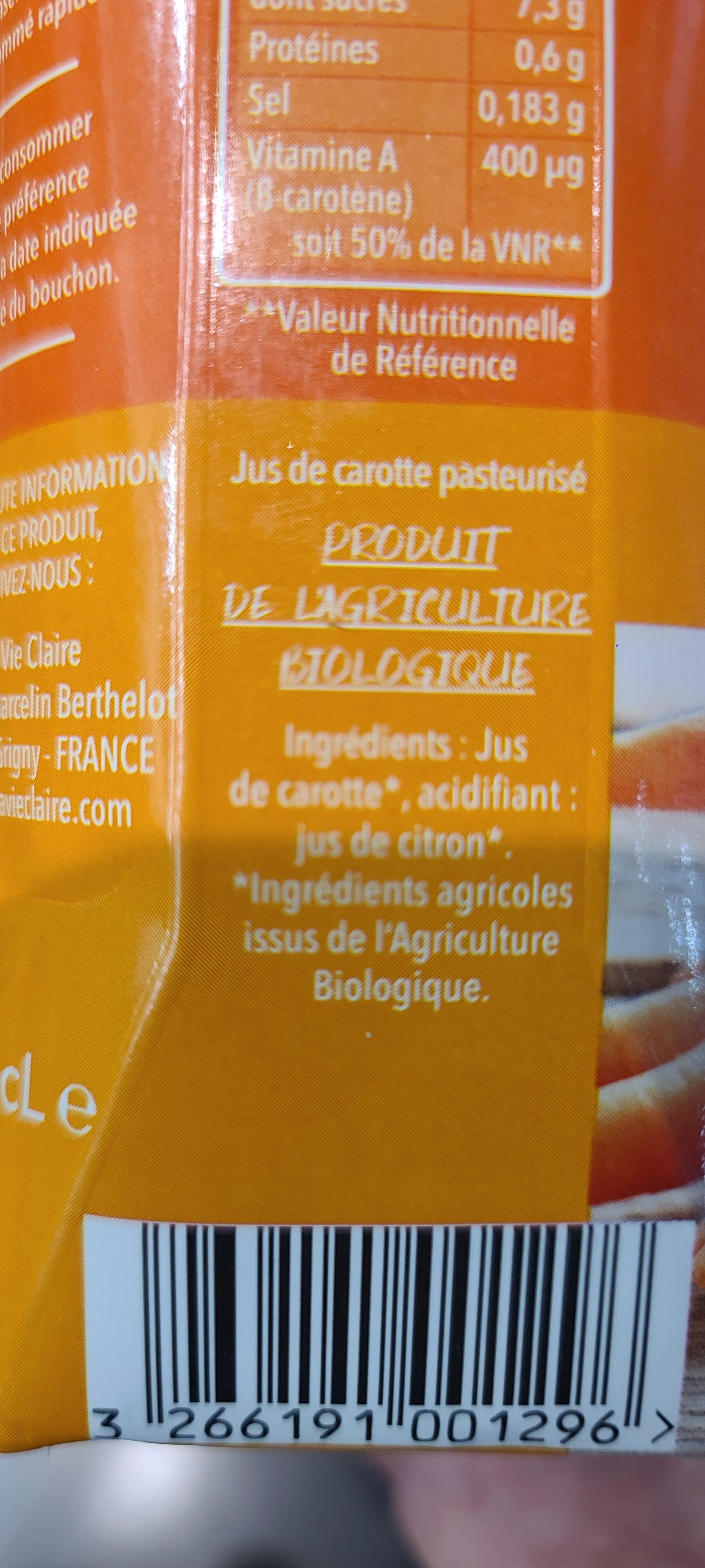 La Vie Claire Jus de carotte packshot