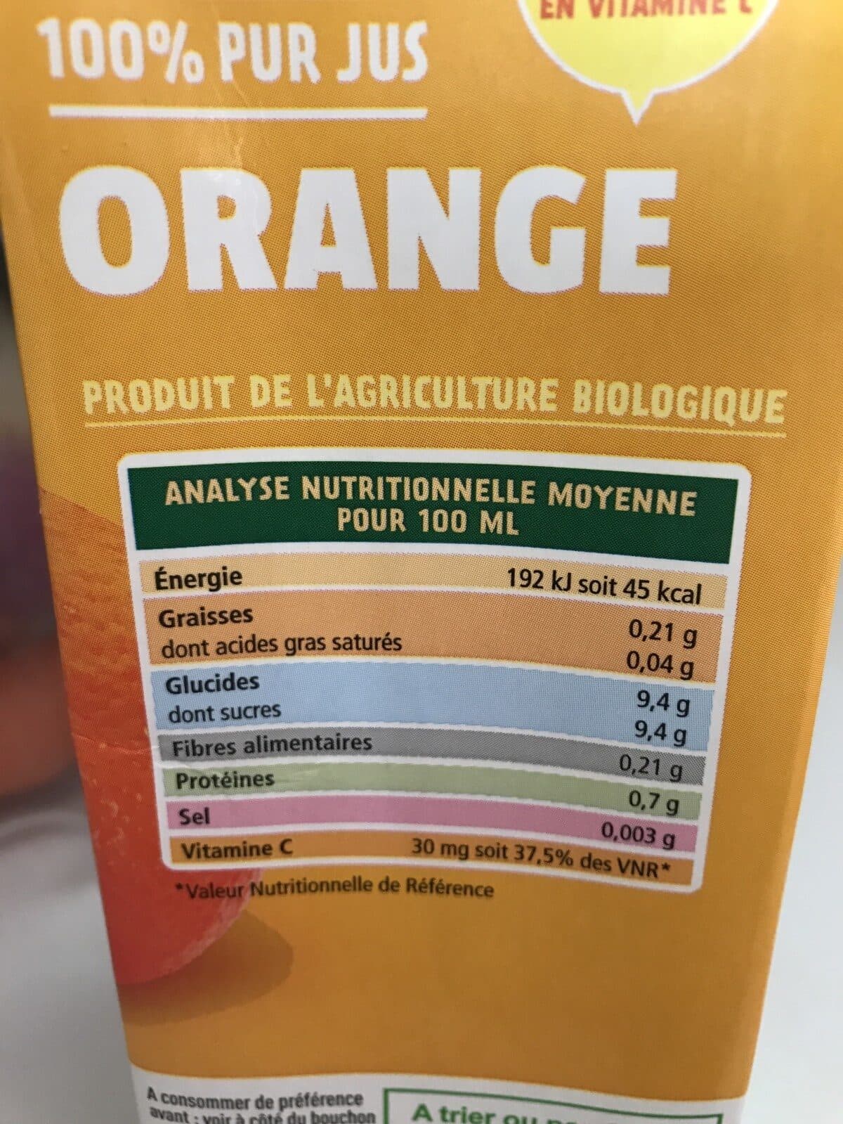 La vie claire 100% pour jus pressé Orange packshot