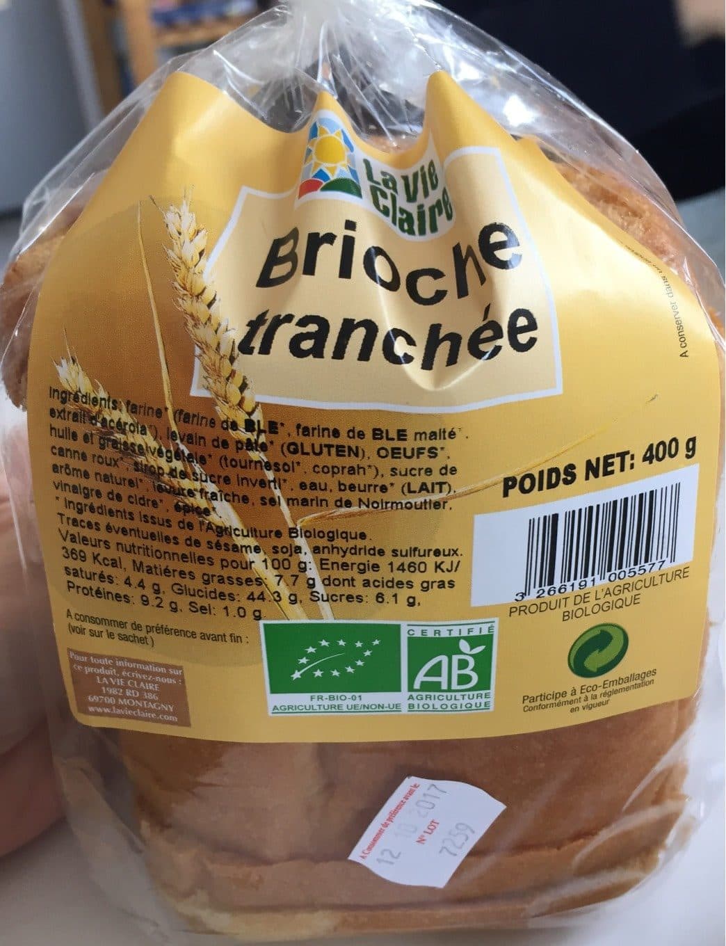 La Vie Claire Brioche tranchée packshot