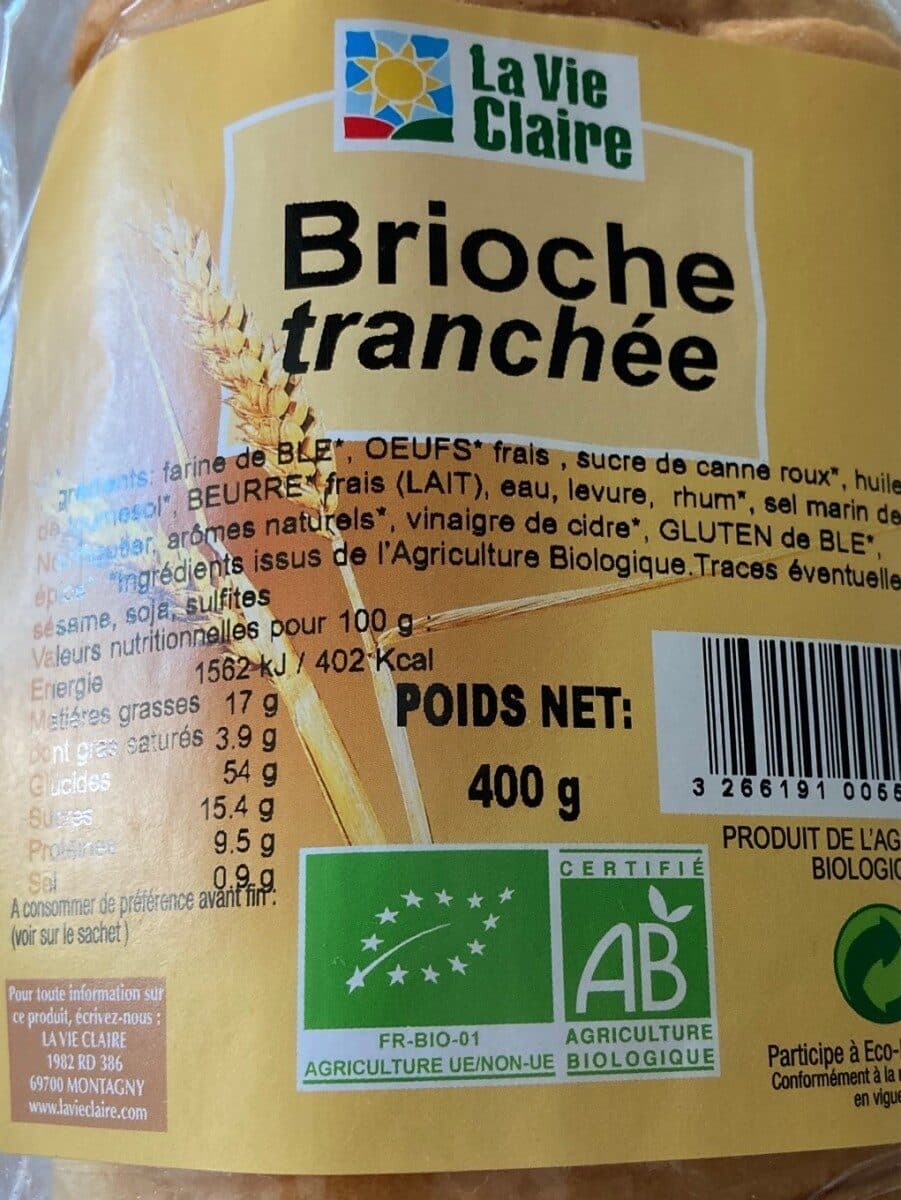 La Vie Claire Brioche tranchée packshot
