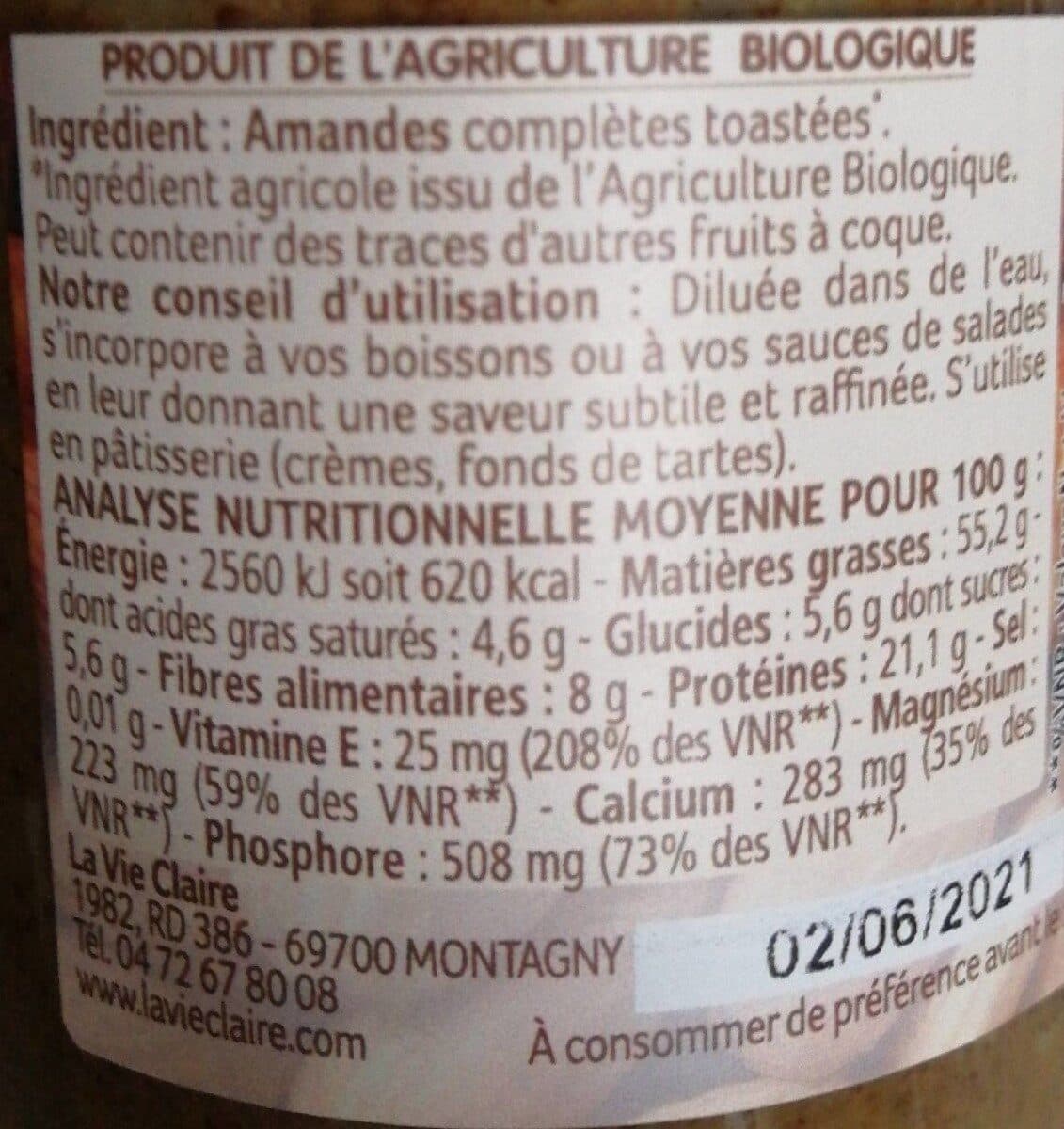 La vie claire Purée d'amande complète packshot