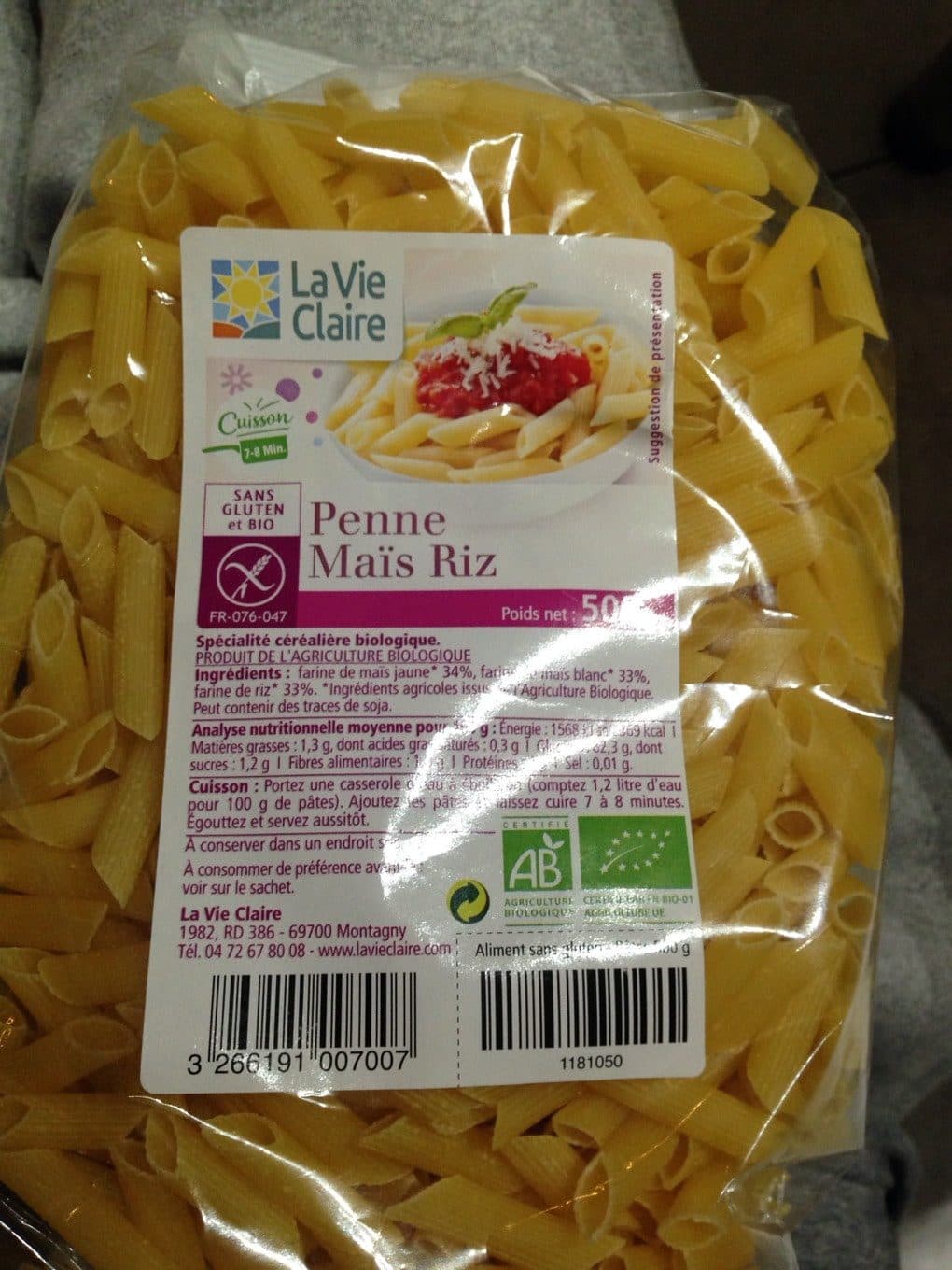 La Vie Claire Penne maïs Riz packshot