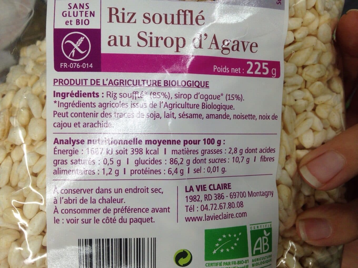 La Vie Claire Riz souffle au sirop d'agave packshot
