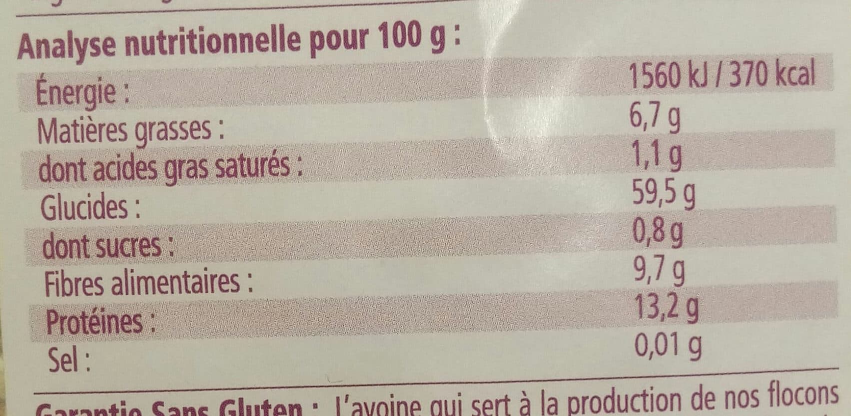 La Vie Claire Flocons d'avoine sans Gluten packshot
