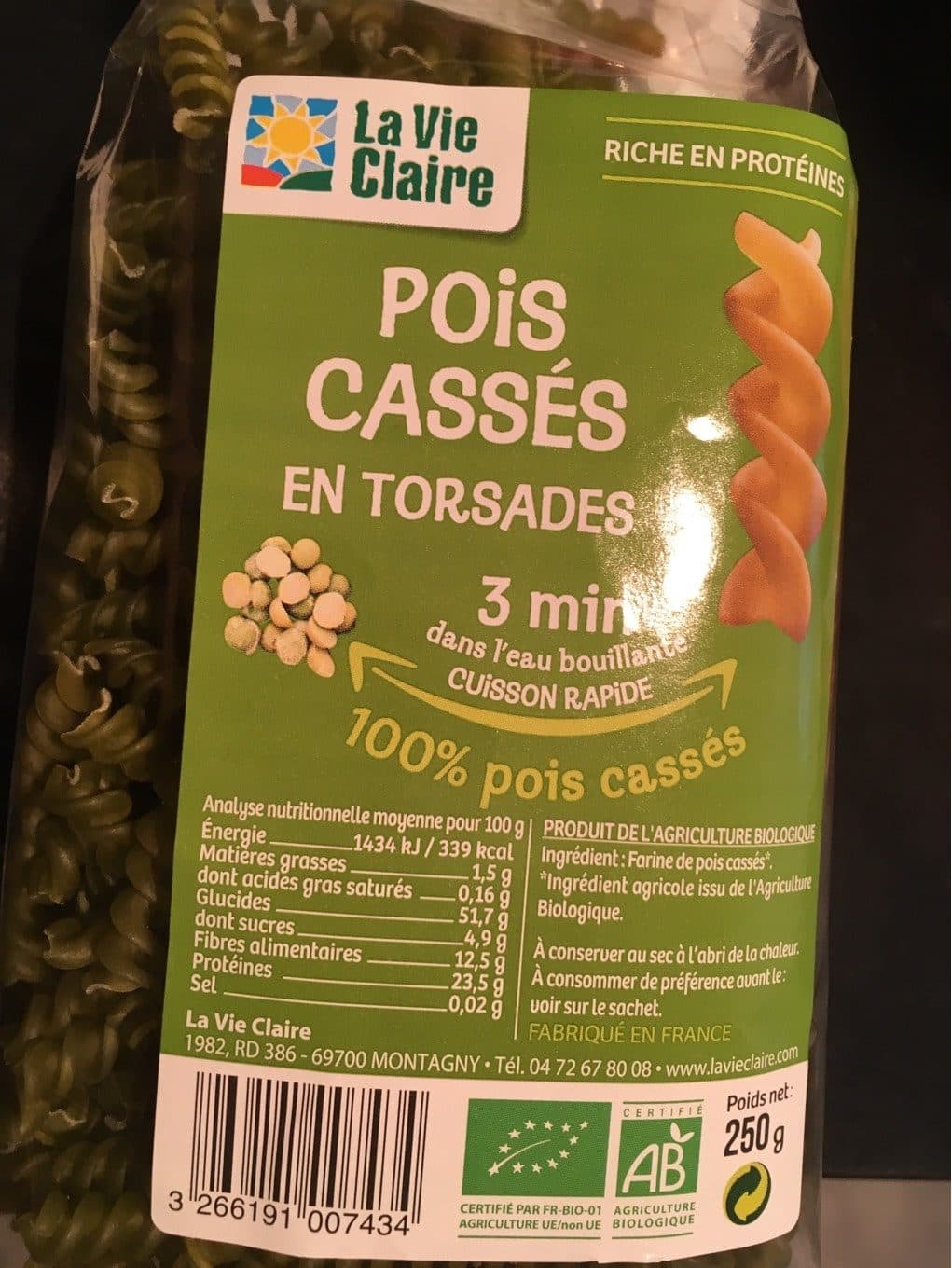 La Vie Claire Pois Cassés en Torsades packshot