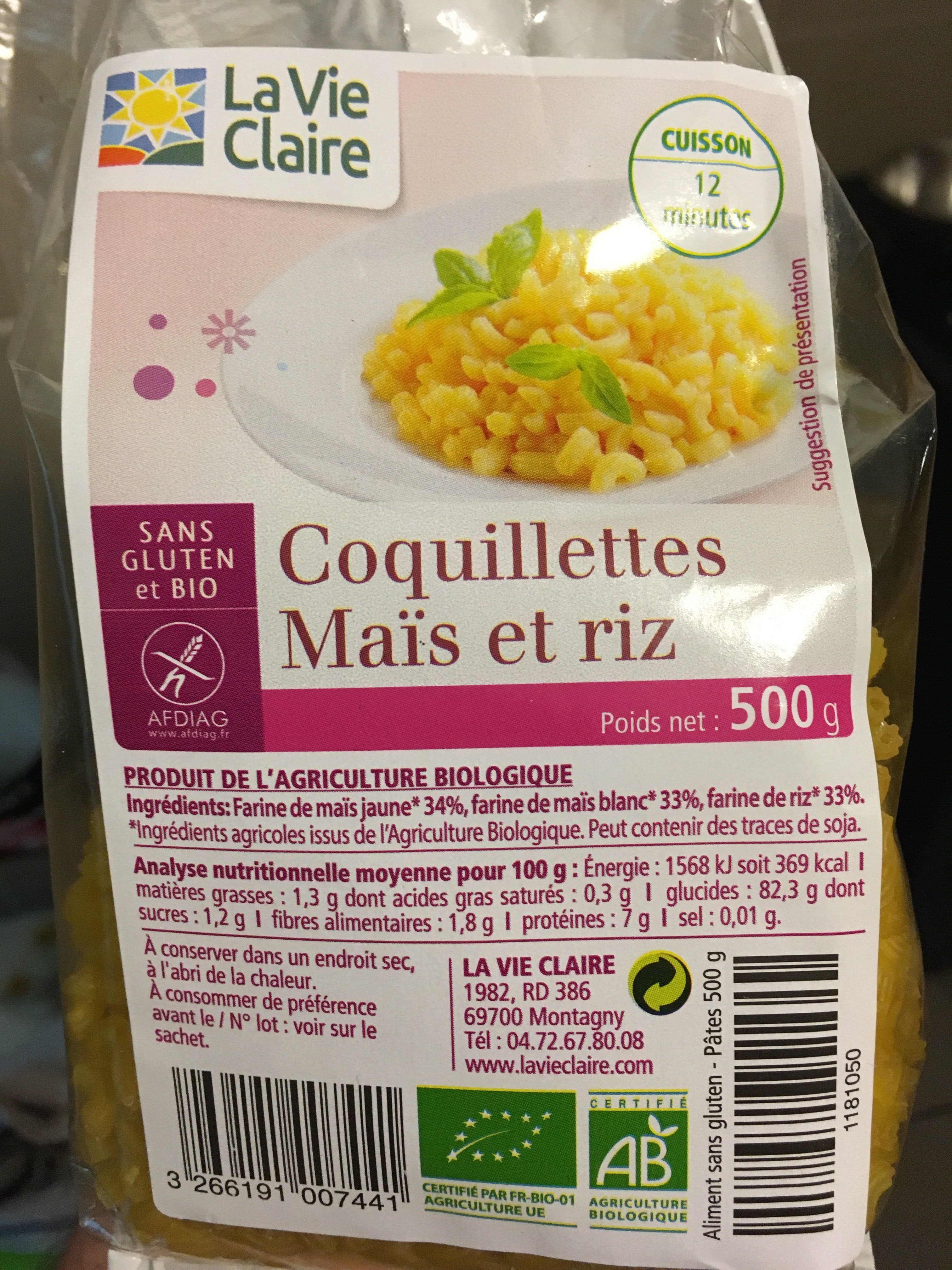 La Vie Claire Coquillettes Maïs et Riz packshot