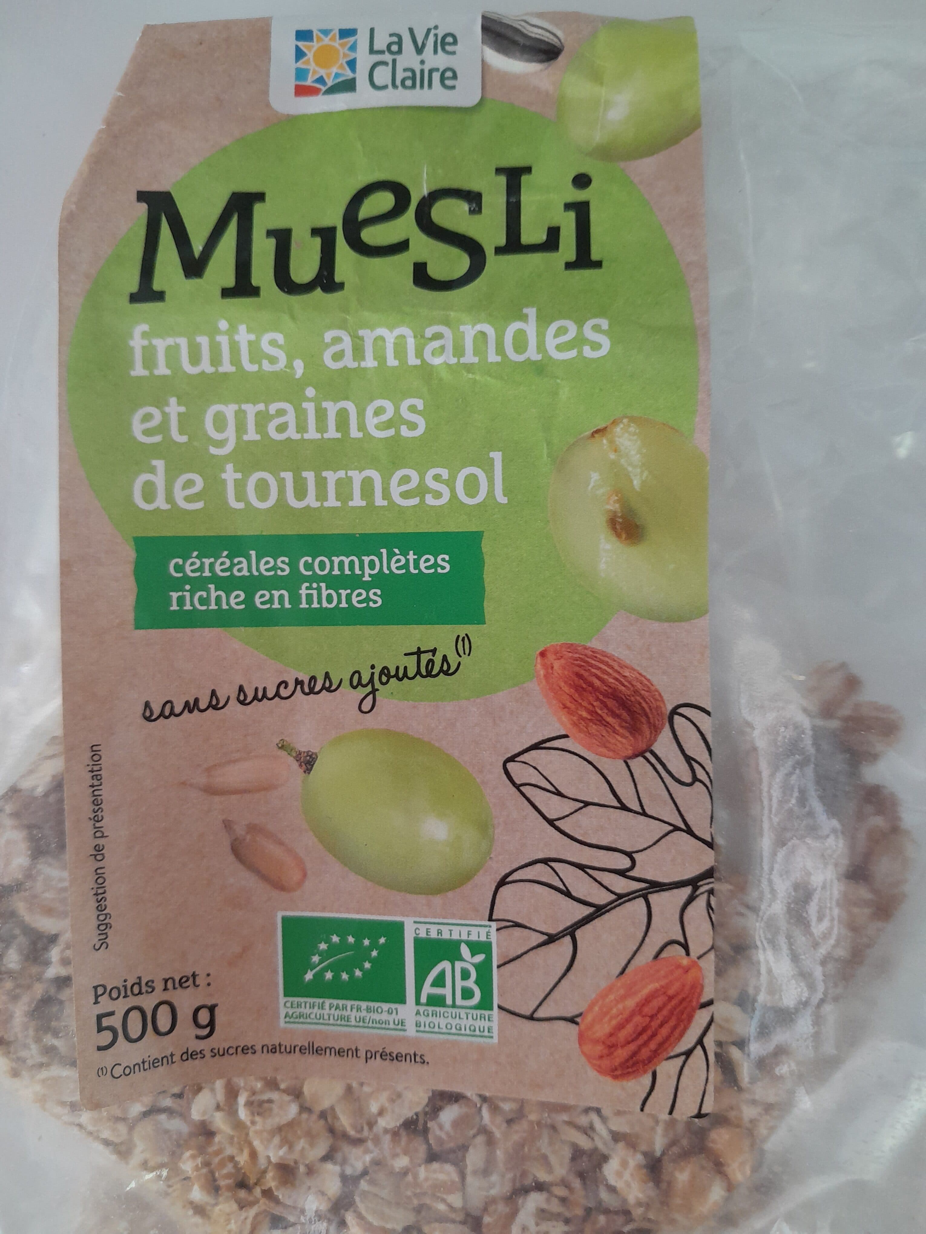 La vie claire Muesli fruits amandes et graines de tournesol packshot