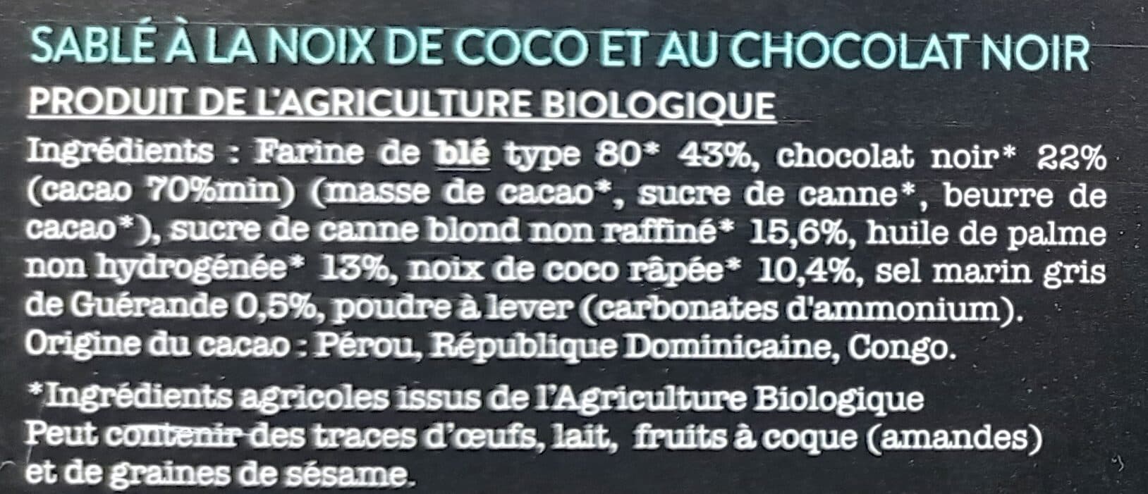 La Vie Claire Sablés noix de coco nappés chocolat packshot