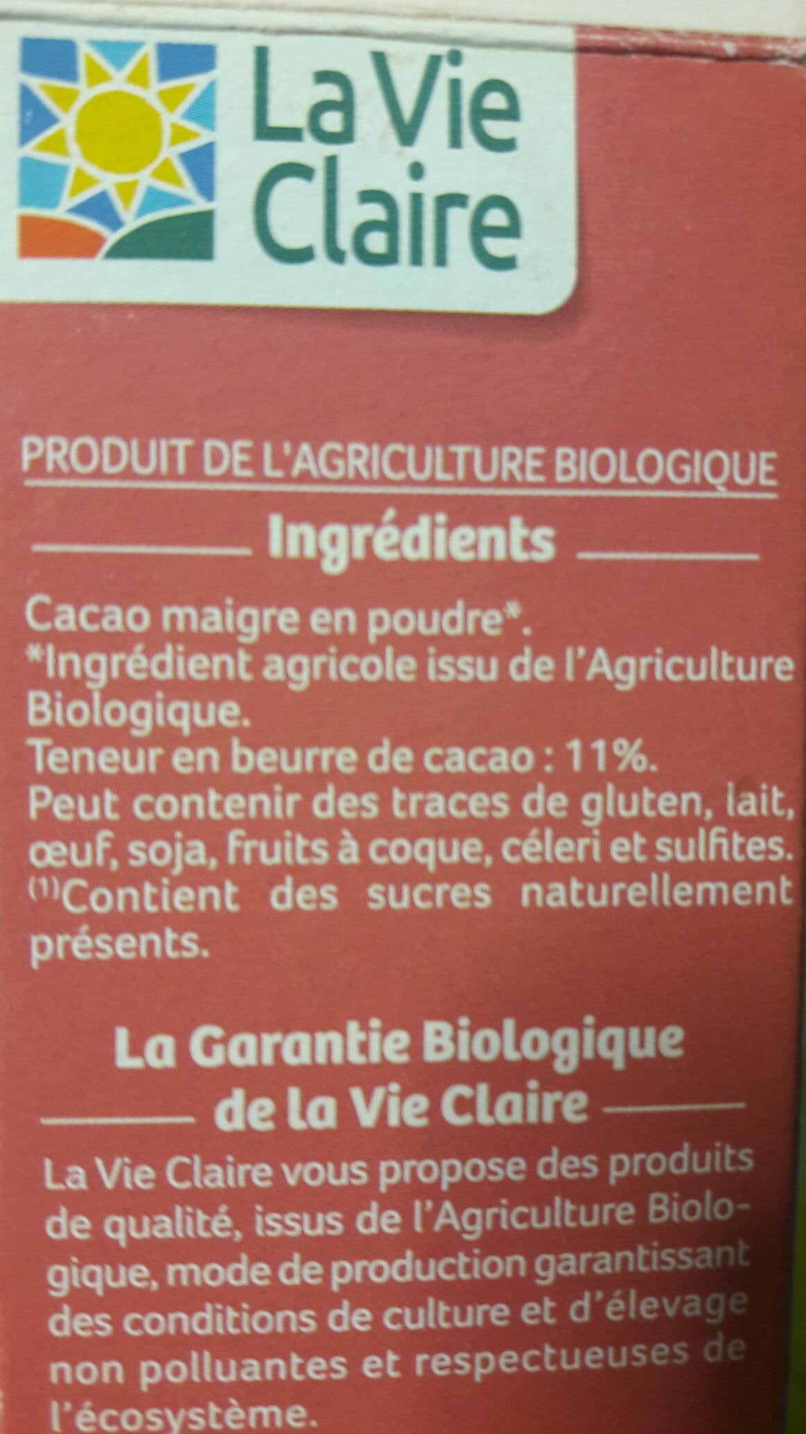 La Vie Claire Cacao Maigre En Poudre packshot