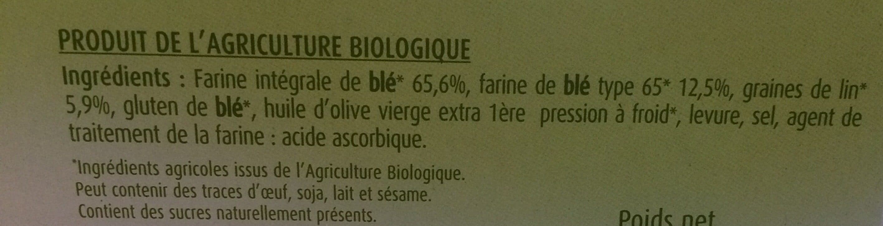 La Vie Claire Biscottes à la farine intégrale et aux graines de lin packshot