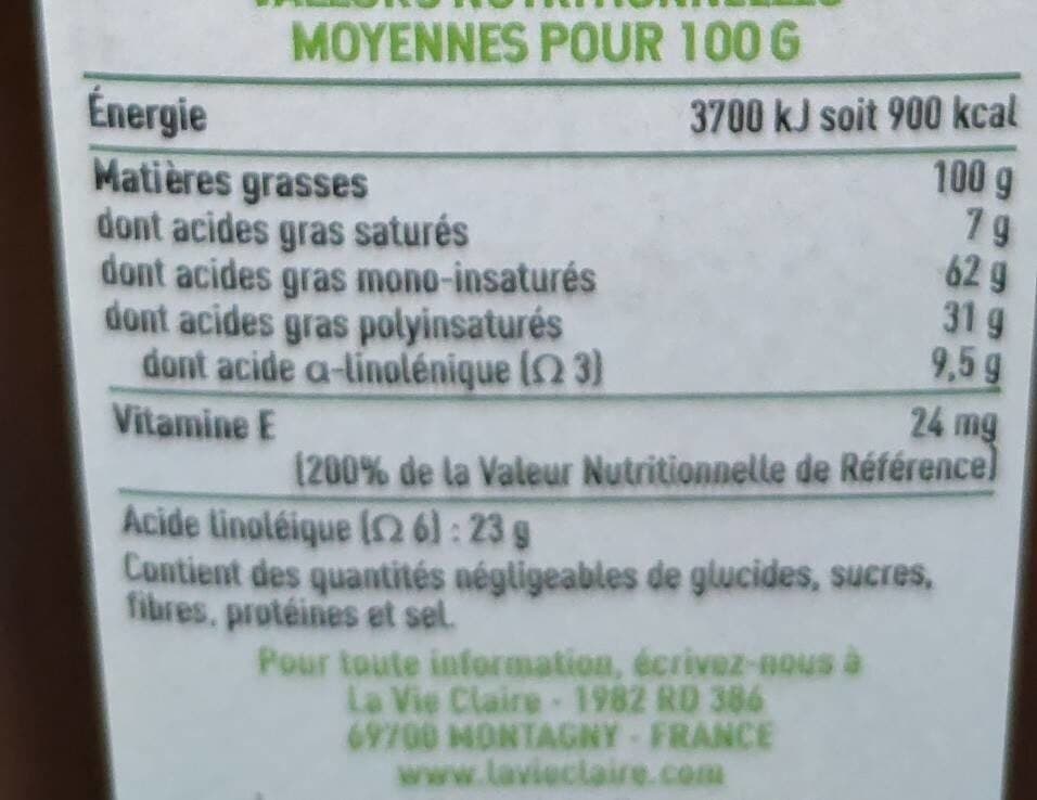 La Vie Claire Huile vierge de colza packshot