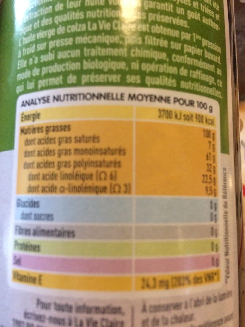 La Vie Claire Huile vierge de colza packshot