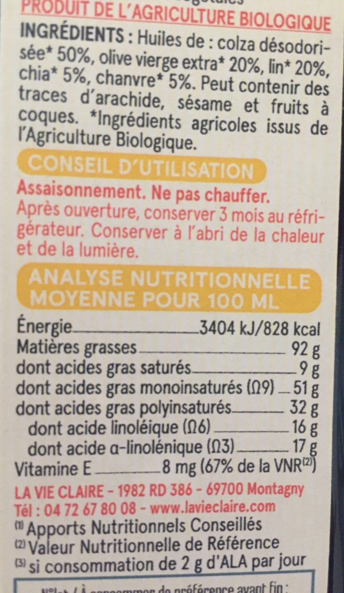 La Vie Claire 5 huiles VIE ACTIVE + packshot