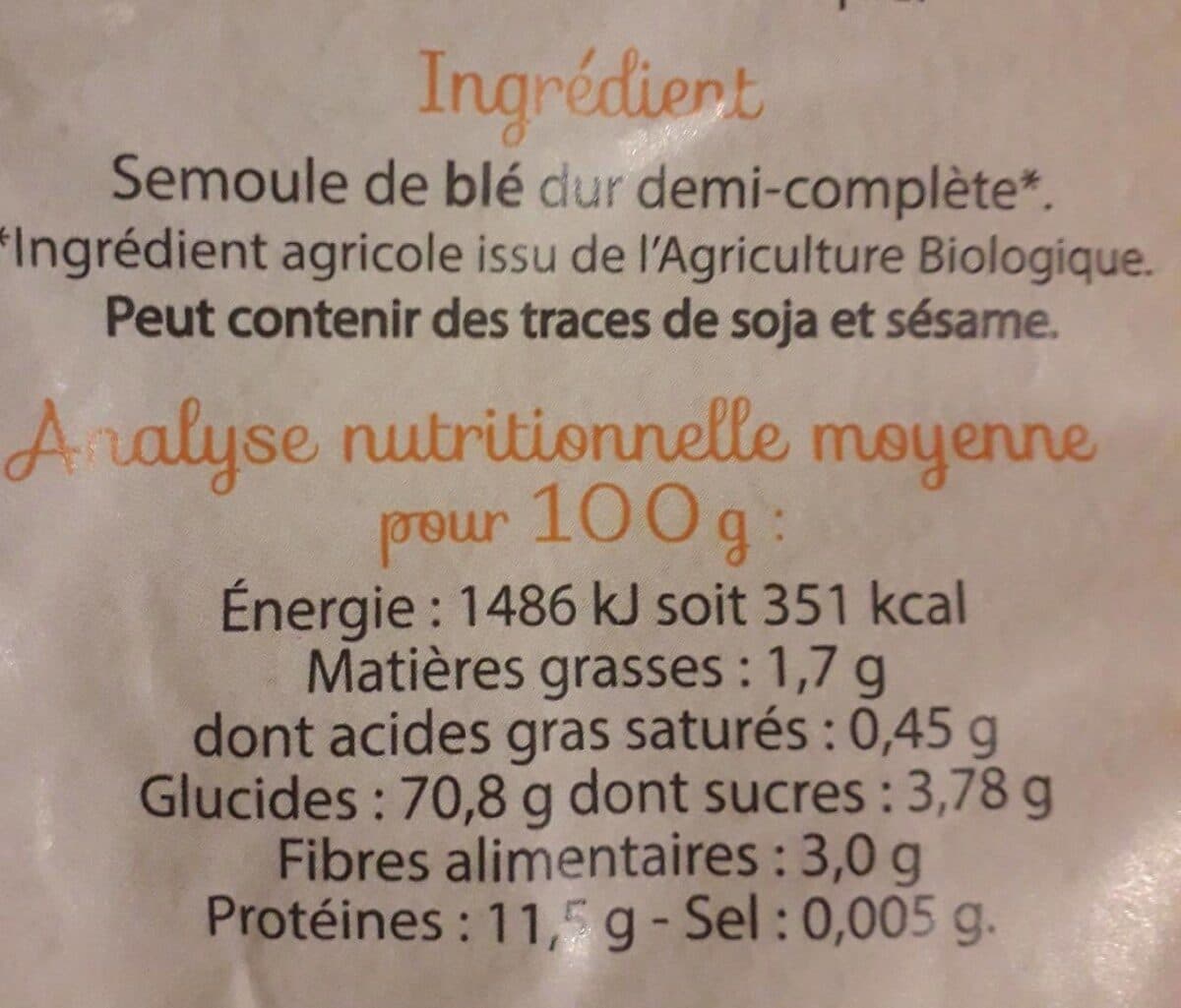 La Vie Claire Nouilles demi completes packshot