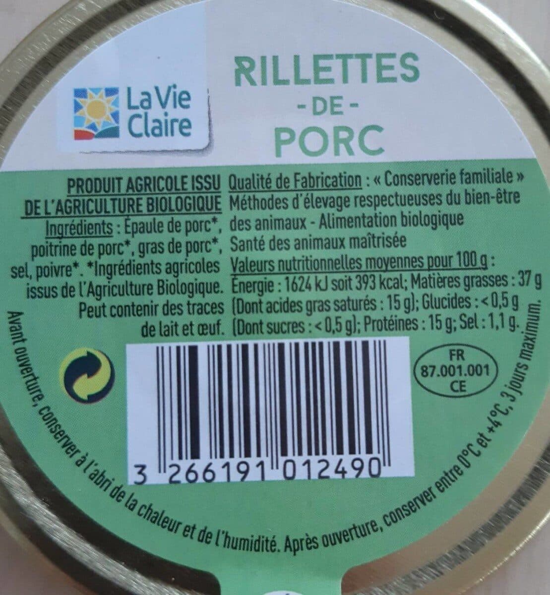 La Vie Claire Rillette de porc packshot