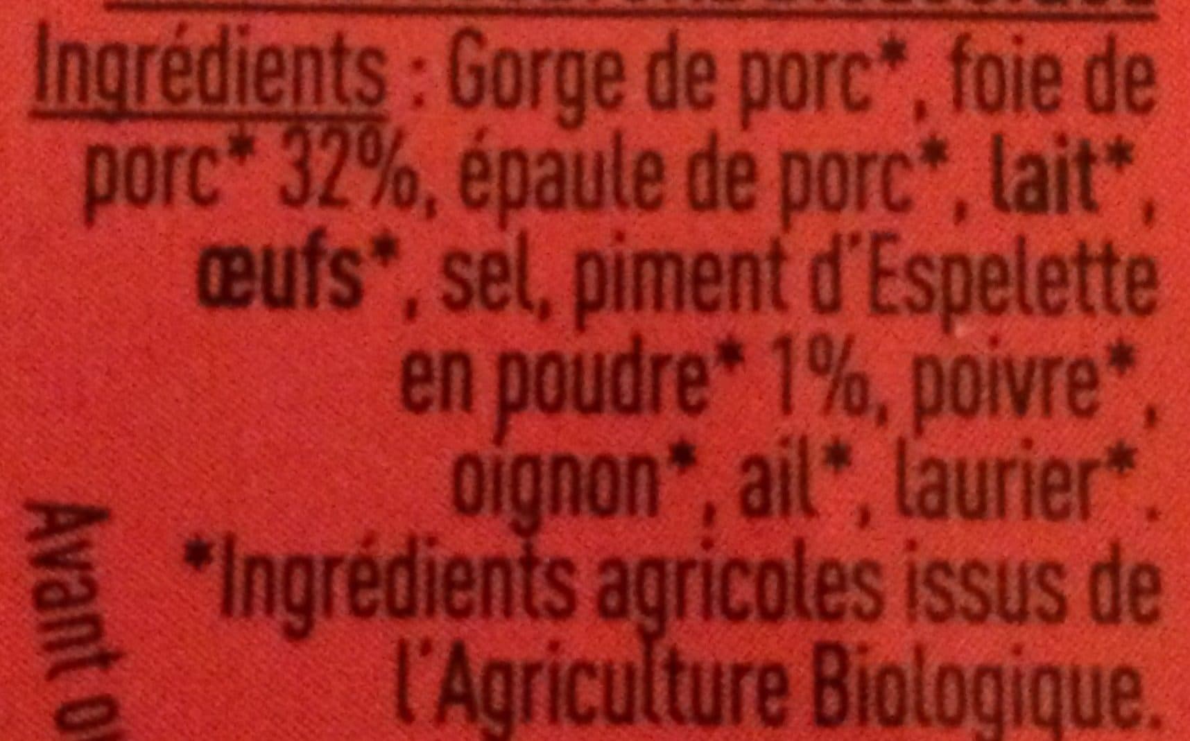 La Vie Claire Terrine de campagne au piment d'espelette packshot