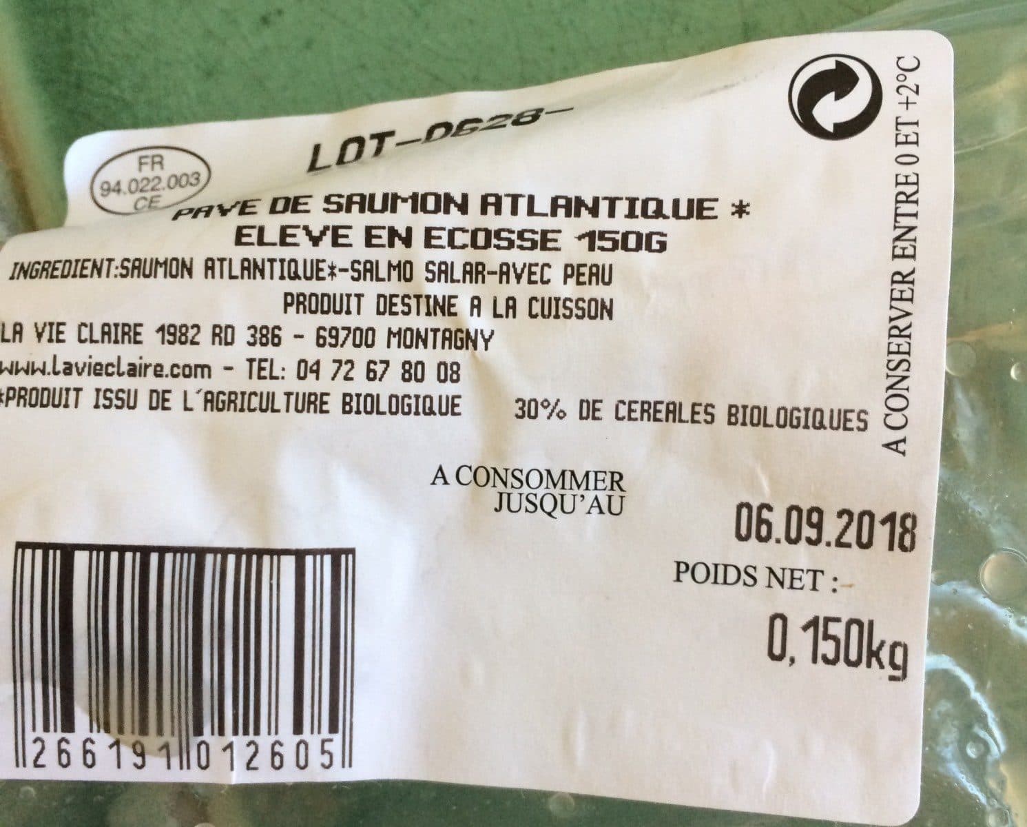 La Vie Claire pavé de saumon cru packshot