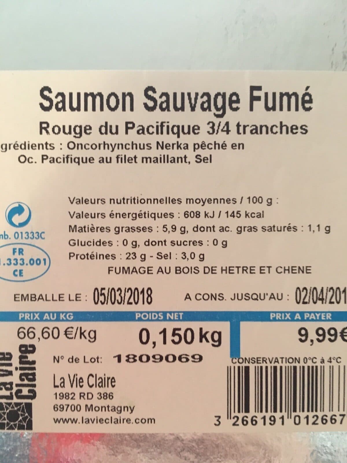 La Vie Claire Saumon Sauvage sockeye d’Alaska packshot