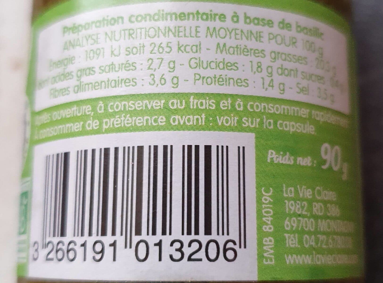 La Vie Claire Sauce Basilic packshot