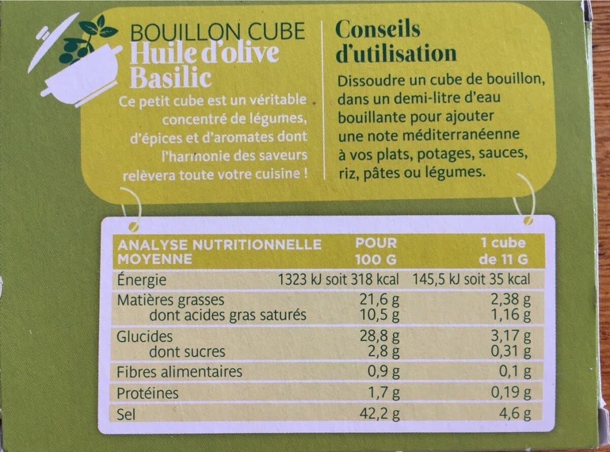 La Vie Claire Bouillon Cube Huile d'olive Basilic packshot