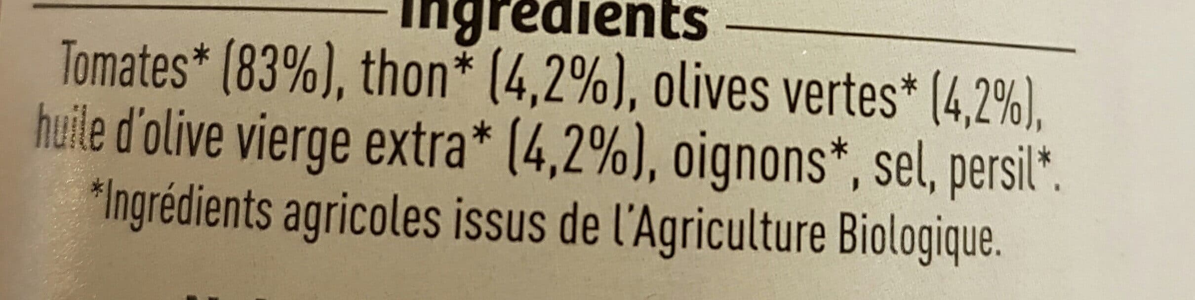 La Vie Claire Sauce tomates thon et olives packshot