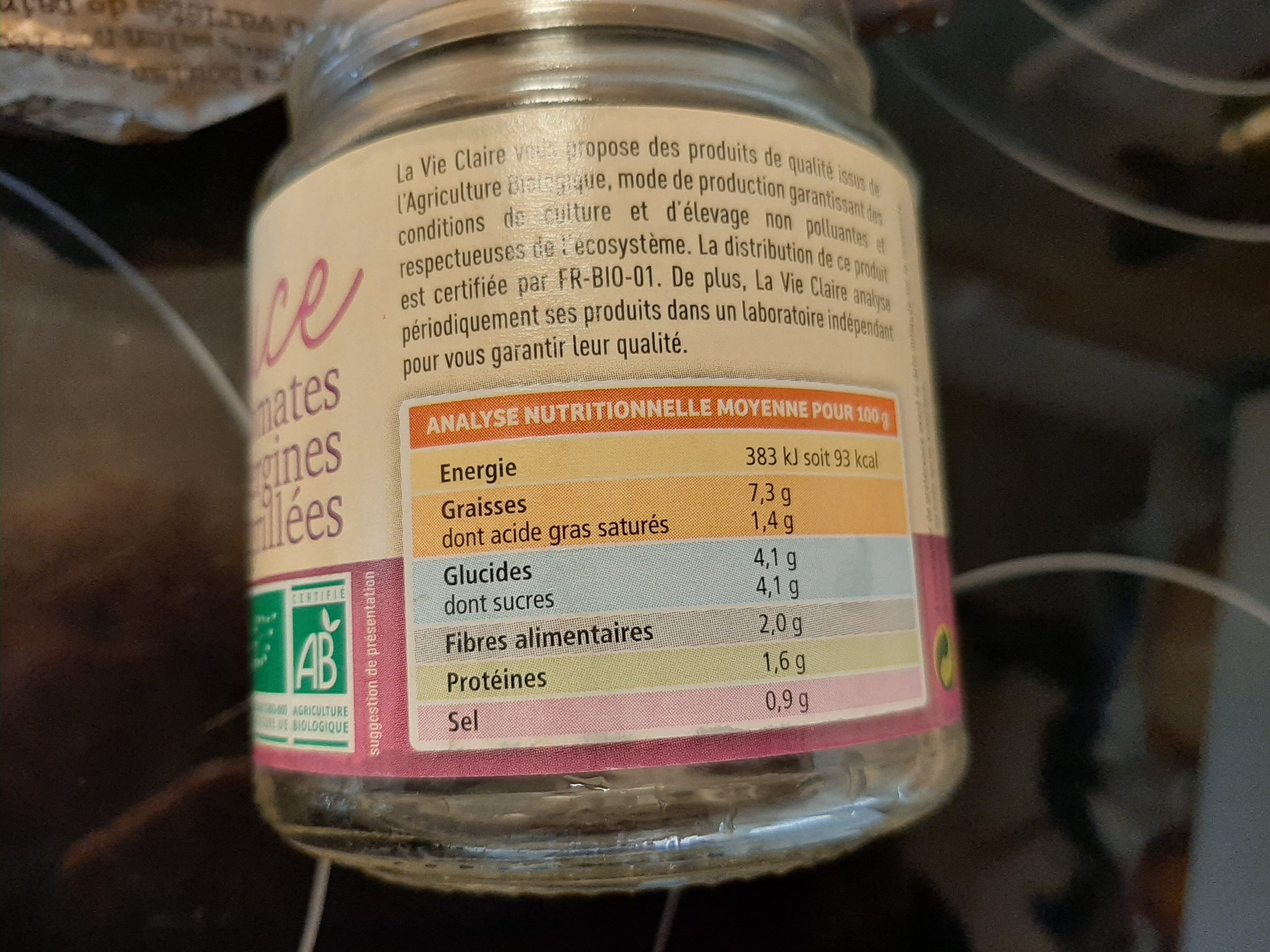 La Vie Claire Sauce Tomate Et Aubergines Grillees packshot