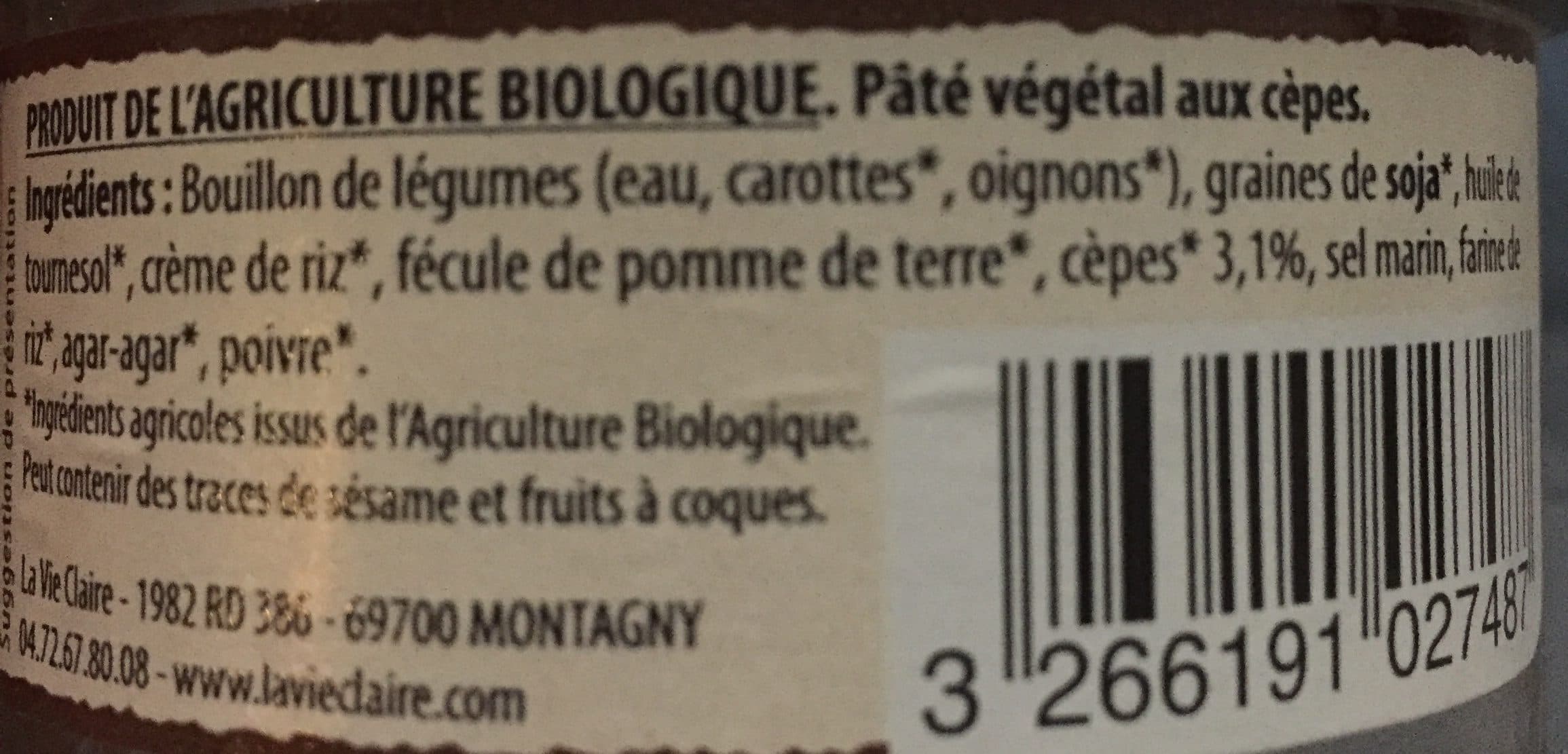 la vie claire terrine vegetale aux cèpes packshot