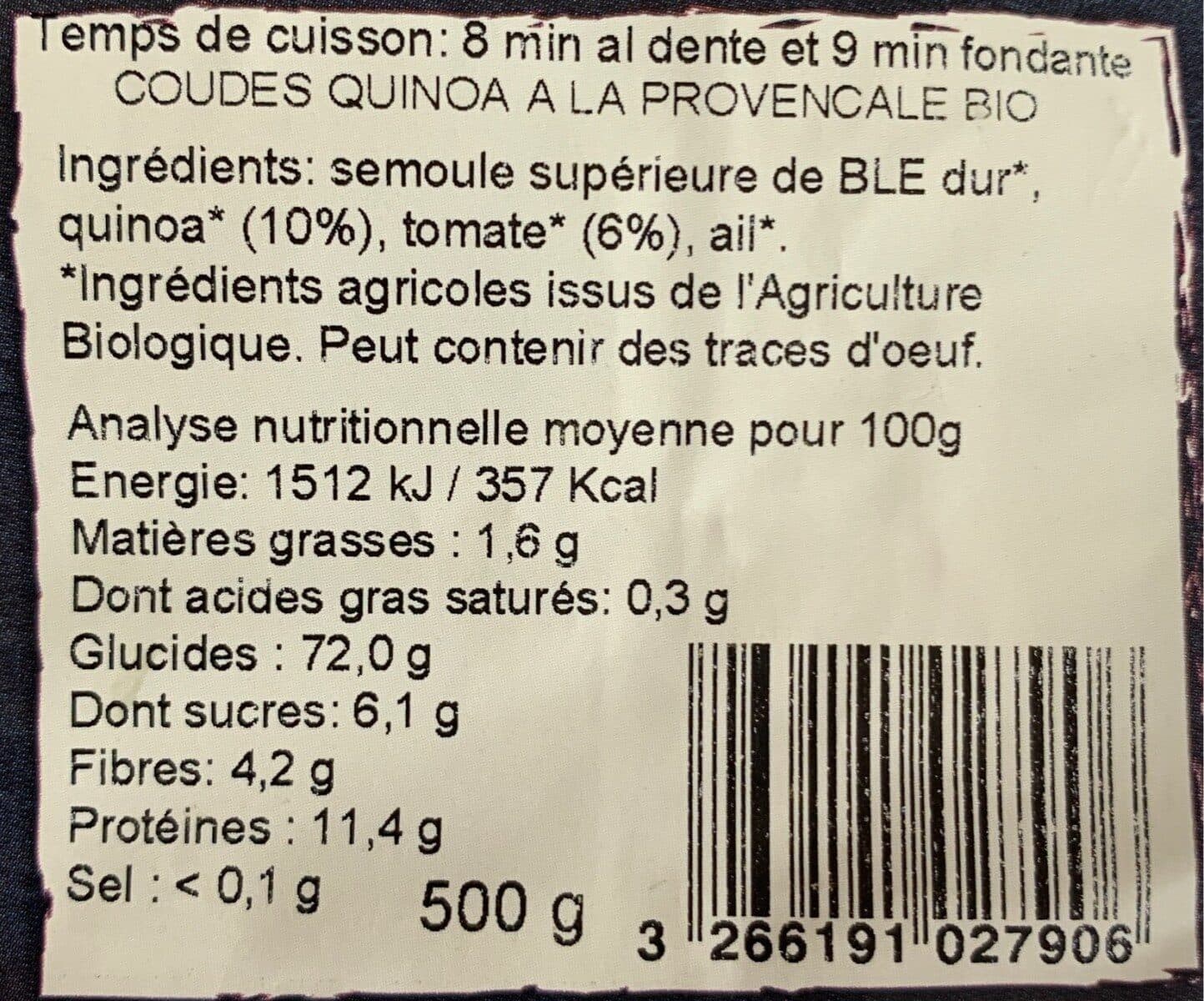La Vie Claire Coudes Quinoa à la Provençale Bio packshot